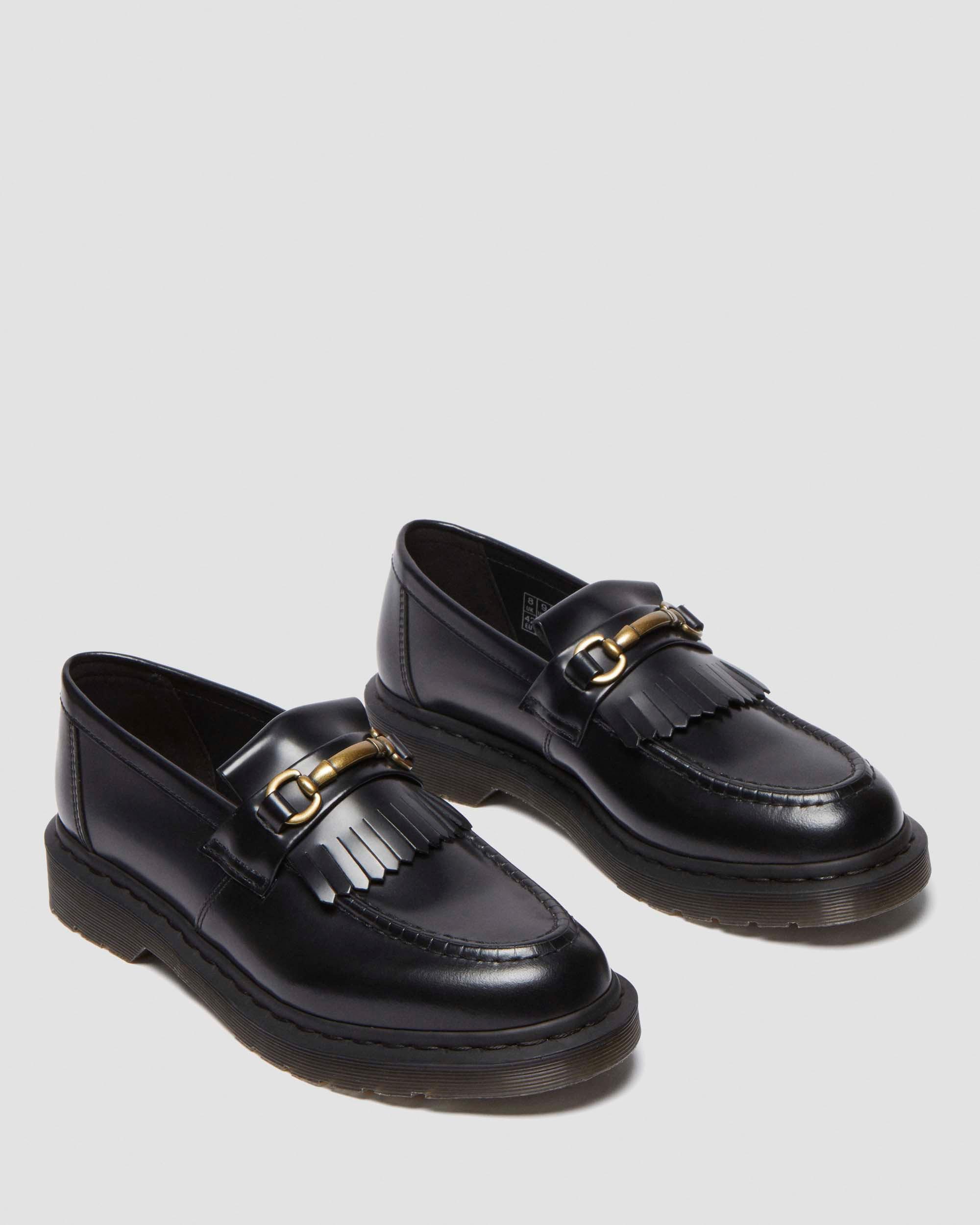 Adrian Snaffle Smooth Leather Tassel Loafers in Black | Dr. Martens