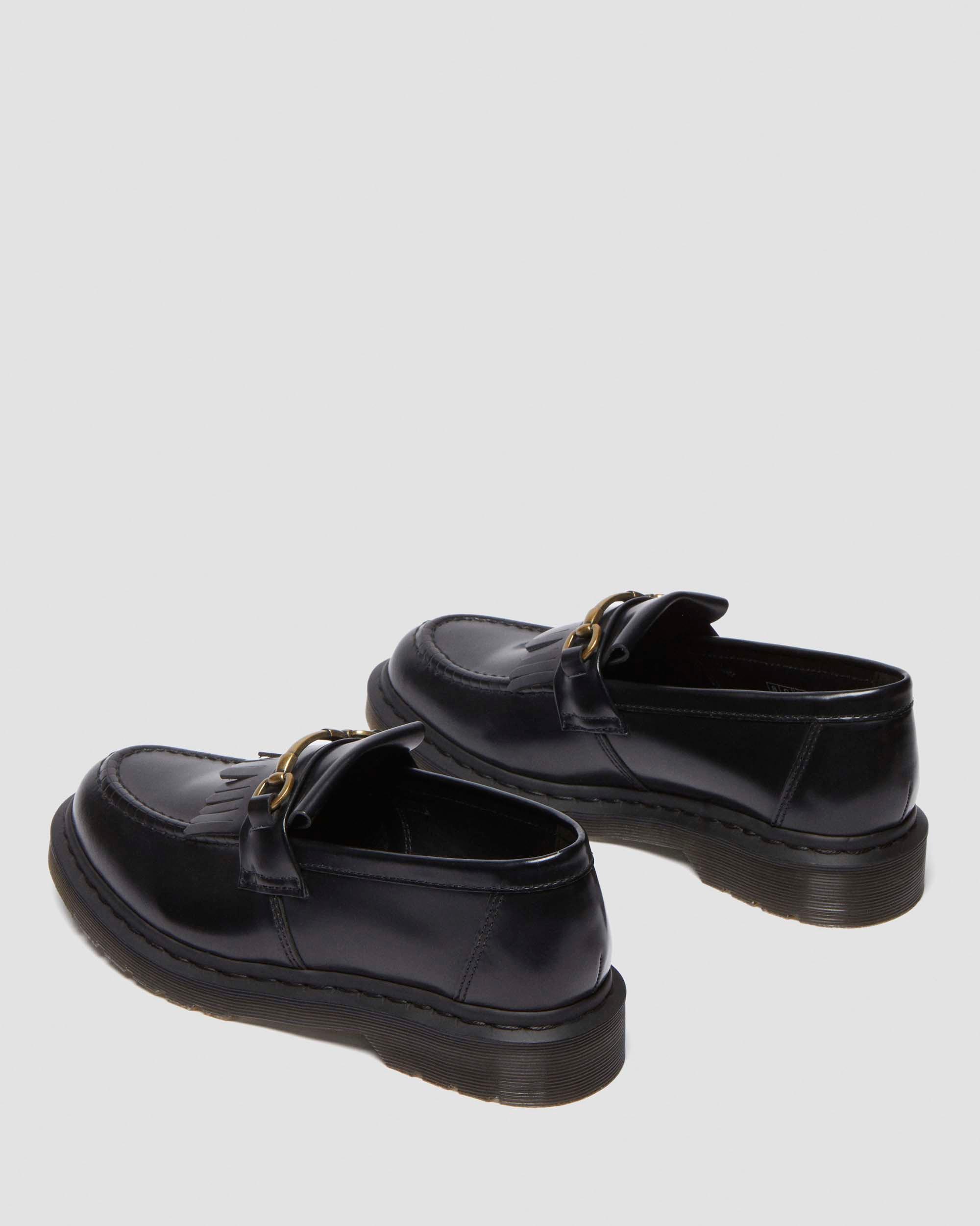 Adrian Snaffle Smooth Leather Tassel Loafers in Black | Dr. Martens