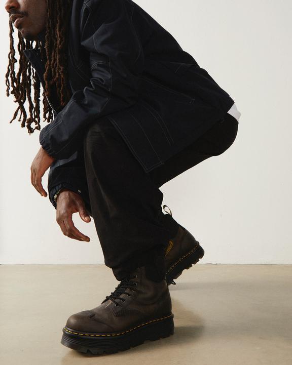 Zebzag 8 Ties Burnish Waxy Lace Up Boots in Black | Dr. Martens Zebzag 8 Ties Burnish Waxy Lace Up Boots in Black | Dr. Martens