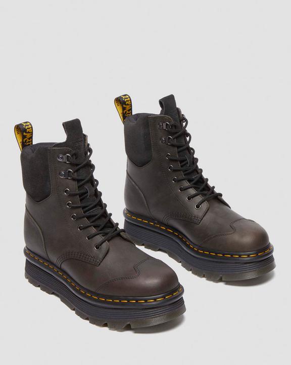 Zebzag 8 Ties Burnish Waxy Lace Up Boots in Black | Dr. Martens Zebzag 8 Ties Burnish Waxy Lace Up Boots in Black | Dr. Martens