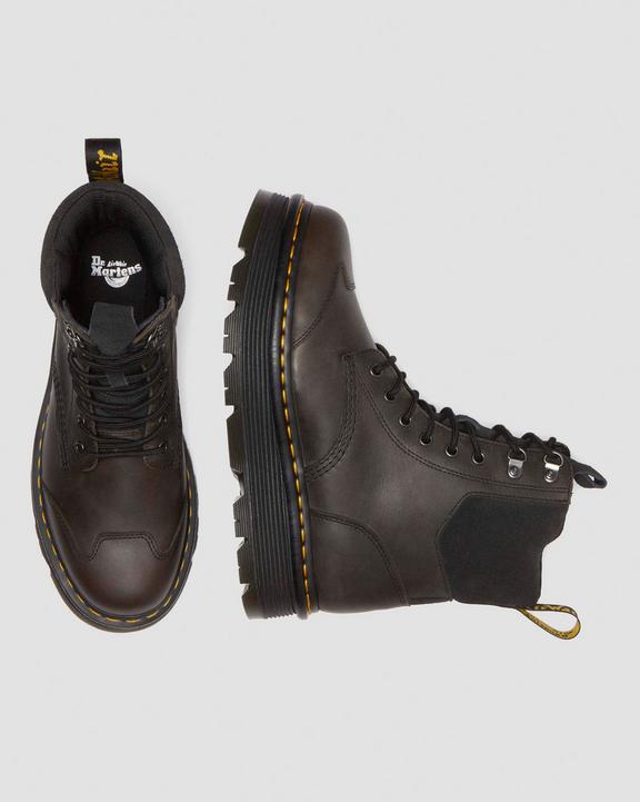 Zebzag 8 Ties Burnish Waxy Lace Up Boots in Black | Dr. Martens Zebzag 8 Ties Burnish Waxy Lace Up Boots in Black | Dr. Martens