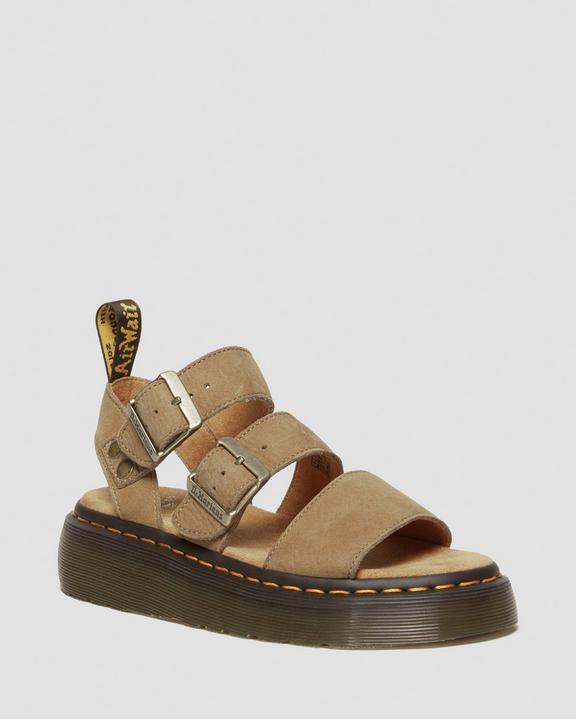 Gryphon Tumbled Nubuck Leather Platform Sandals in Savannah Gryphon Tumbled Nubuck Leather Platform Sandals in Savannah