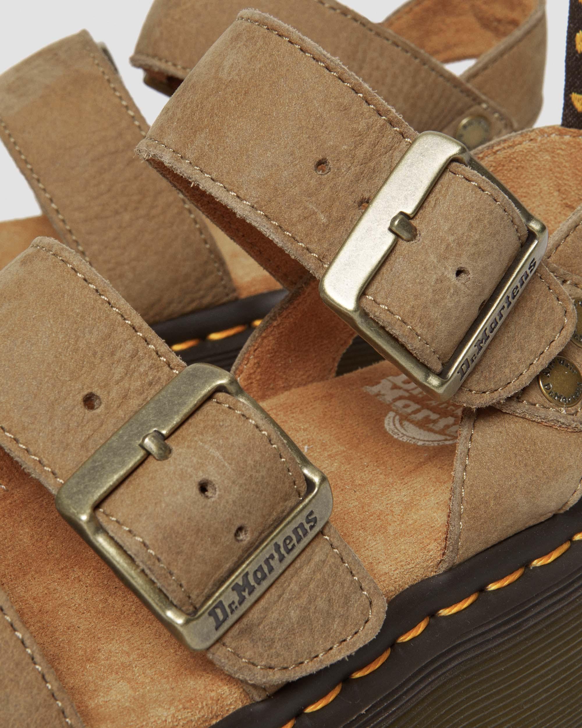 Gryphon Tumbled Nubuck Leather Platform Sandals in Savannah Tan