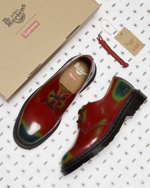 1461 Supreme Rub Off Leather Oxford Shoes in Red | Dr. Martens 1461 Supreme Rub Off Leather Oxford Shoes in Red | Dr. Martens
