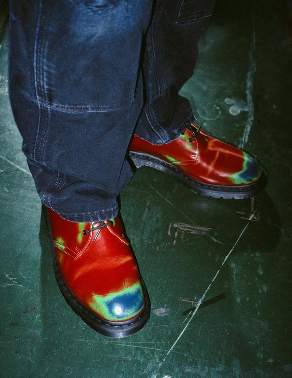 1461 Supreme Rub Off Leather Oxford Shoes in Red | Dr. Martens 1461 Supreme Rub Off Leather Oxford Shoes in Red | Dr. Martens