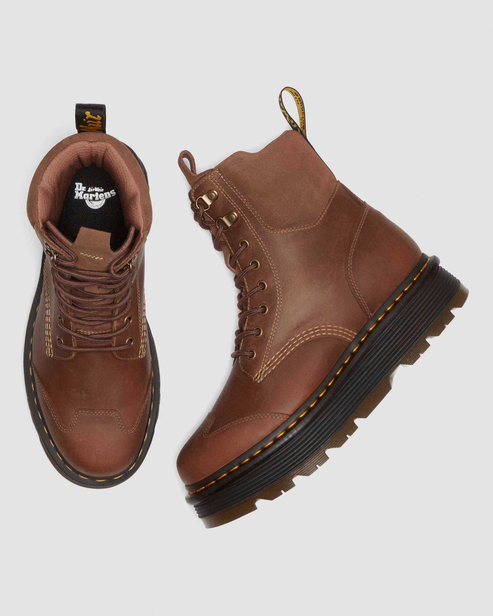 Stivali stringati Zebzag in camoscio pelle Casual di colore Ambrato Dr. Martens