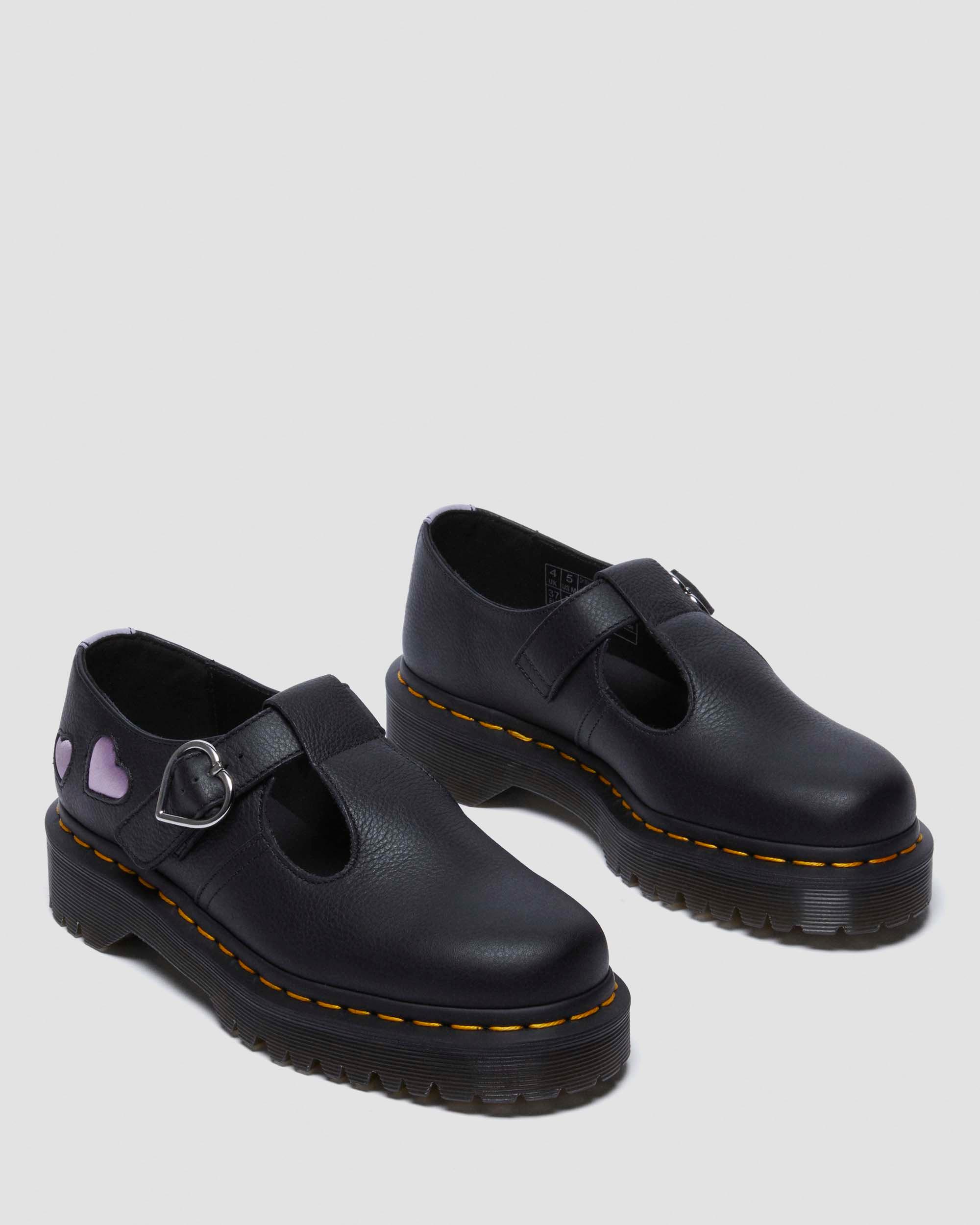 Polley Heart Virgina Satin Mary Jane Shoes in BLACK+FROSTED