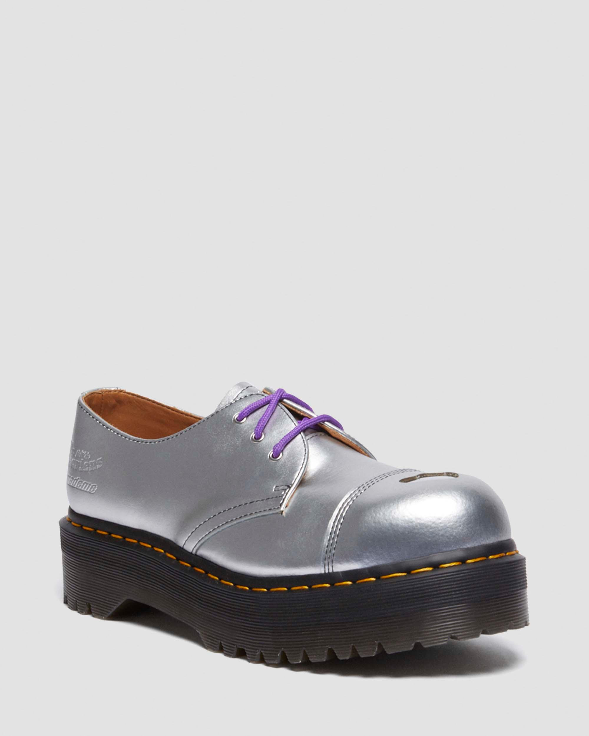 1461 QUAD MADEME ALUMIX LEATHER PLATFORM SHOES in Silver