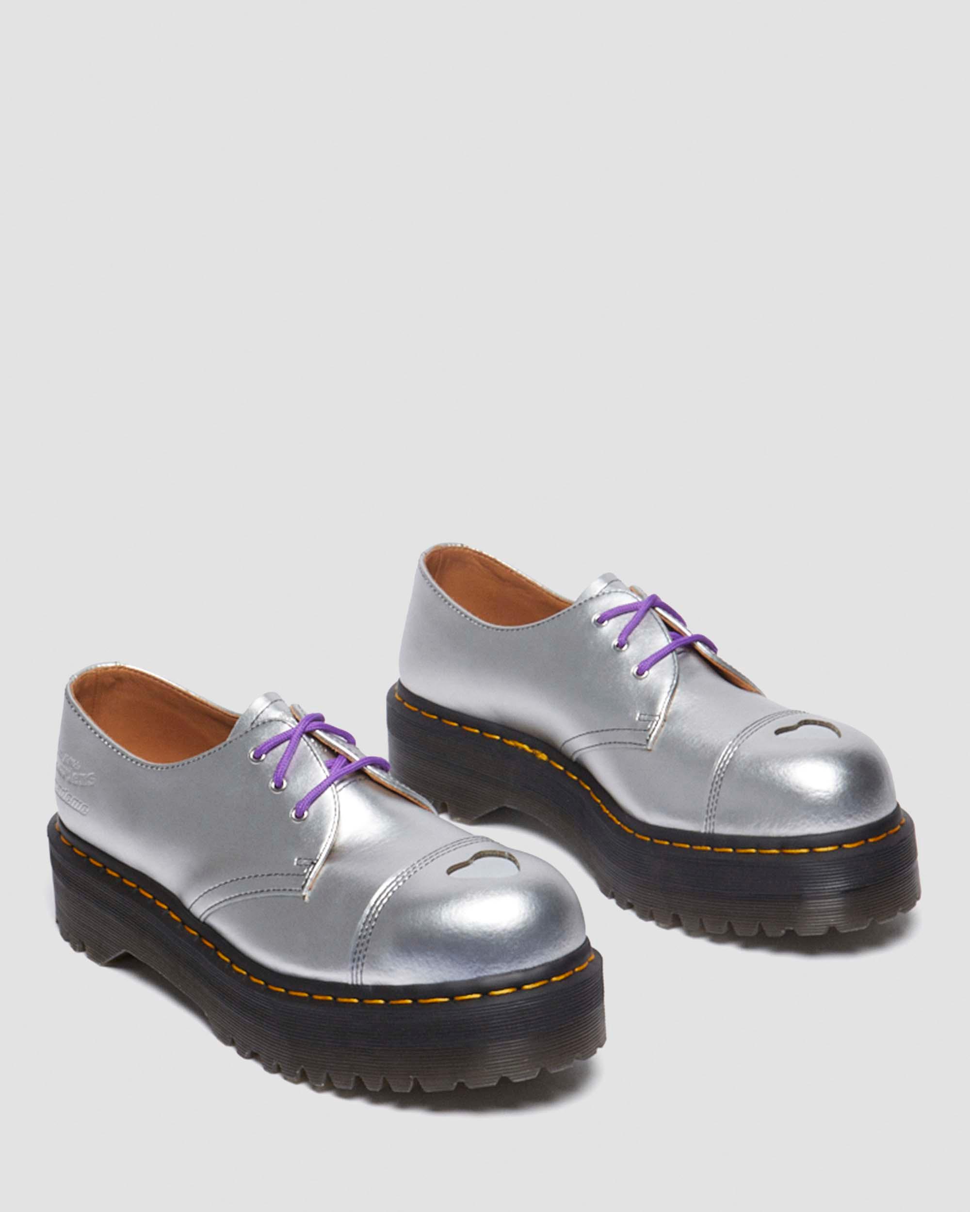 1461 QUAD MADEME ALUMIX LEATHER PLATFORM SHOES in SILVER | Dr
