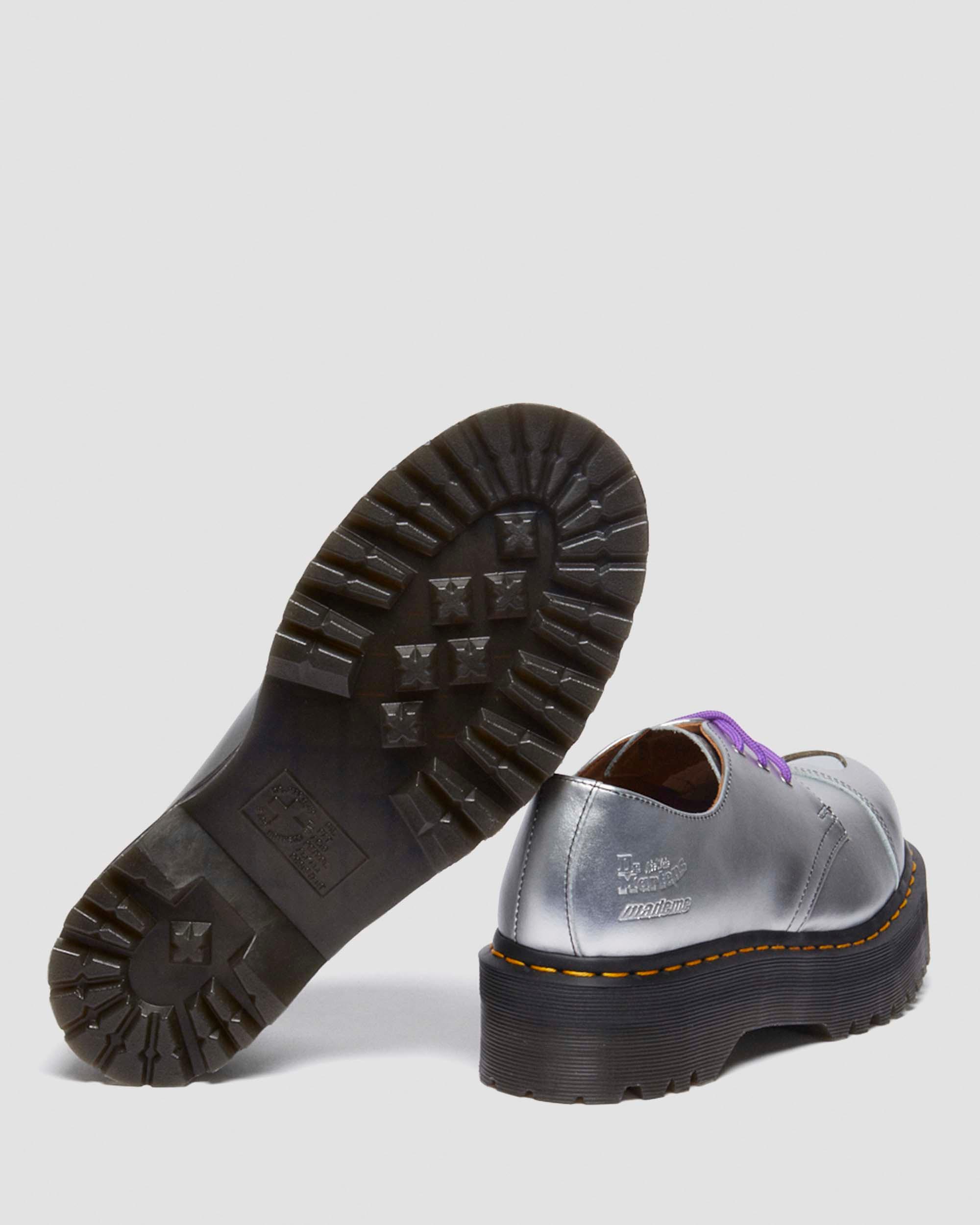 1461 QUAD MADEME ALUMIX LEATHER PLATFORM SHOES in SILVER | Dr
