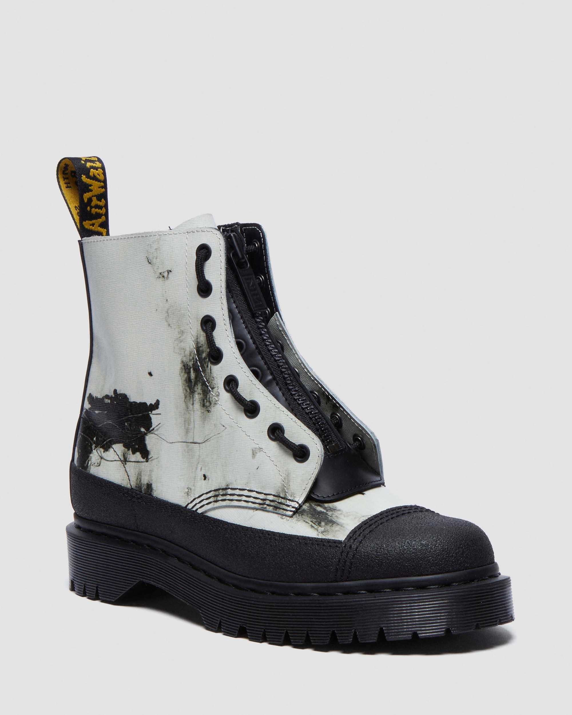 1460 Nine Inch Nails Leather Rubber Boots in White Dr. Martens