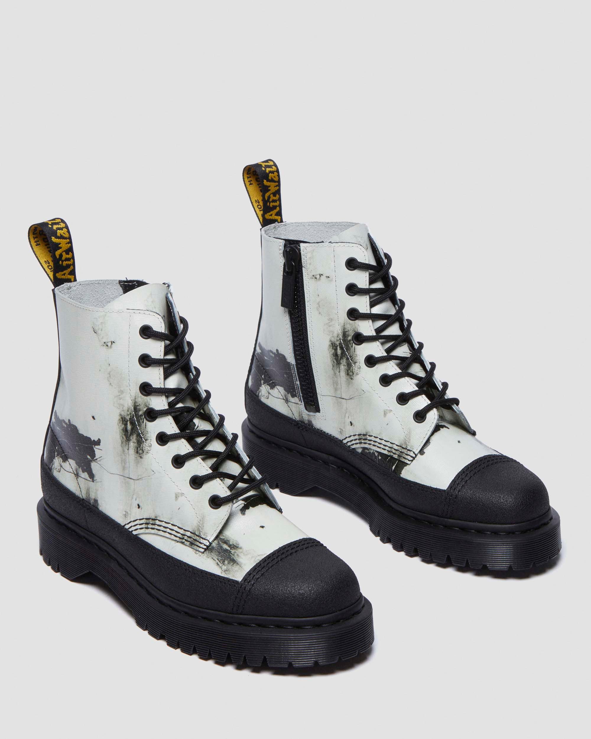 1460 Nine Inch Nails Leather & Rubber Boots in White+Black