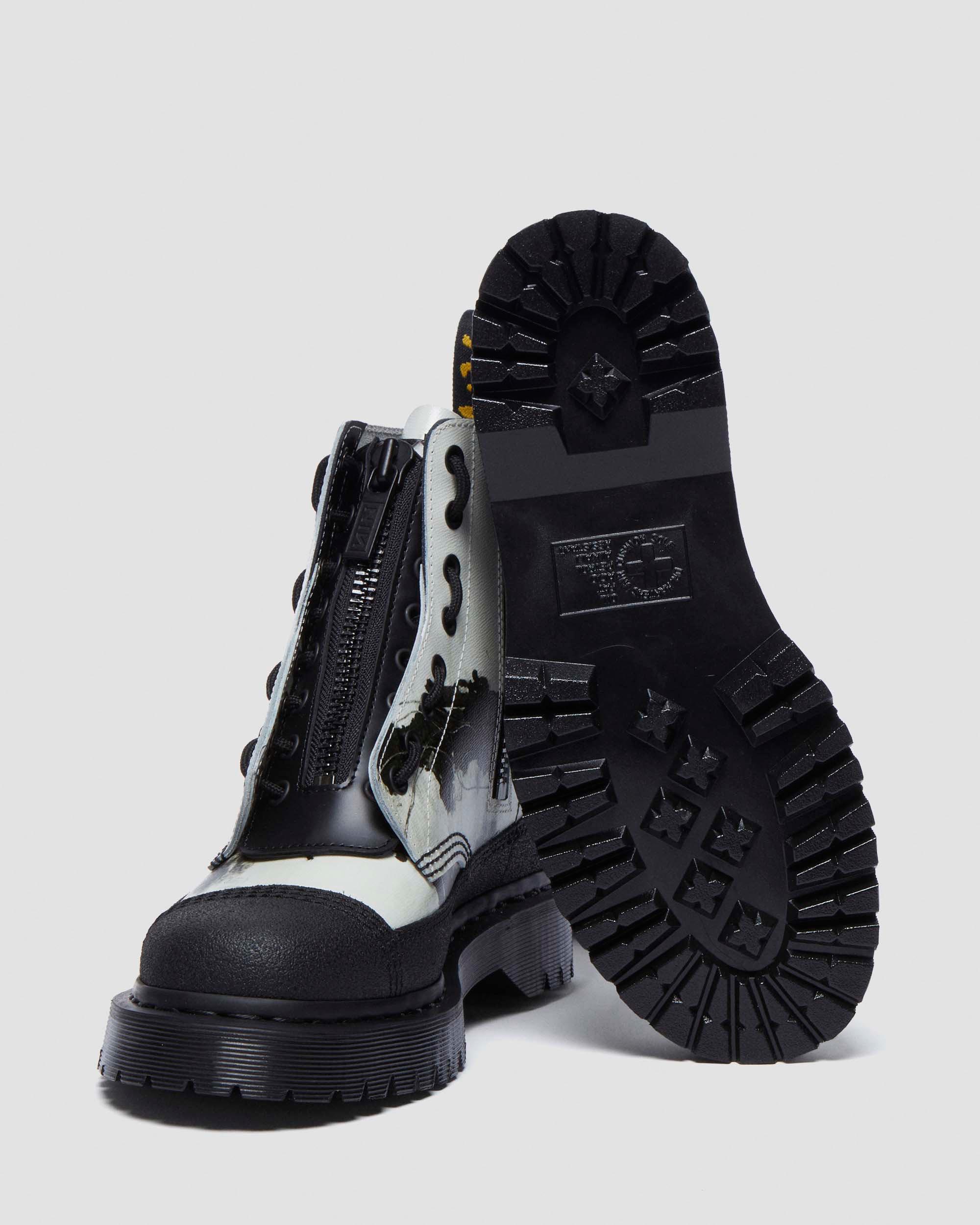 1460 Nine Inch Nails Leather Lace up Boots in WHITE+BLACK | Dr