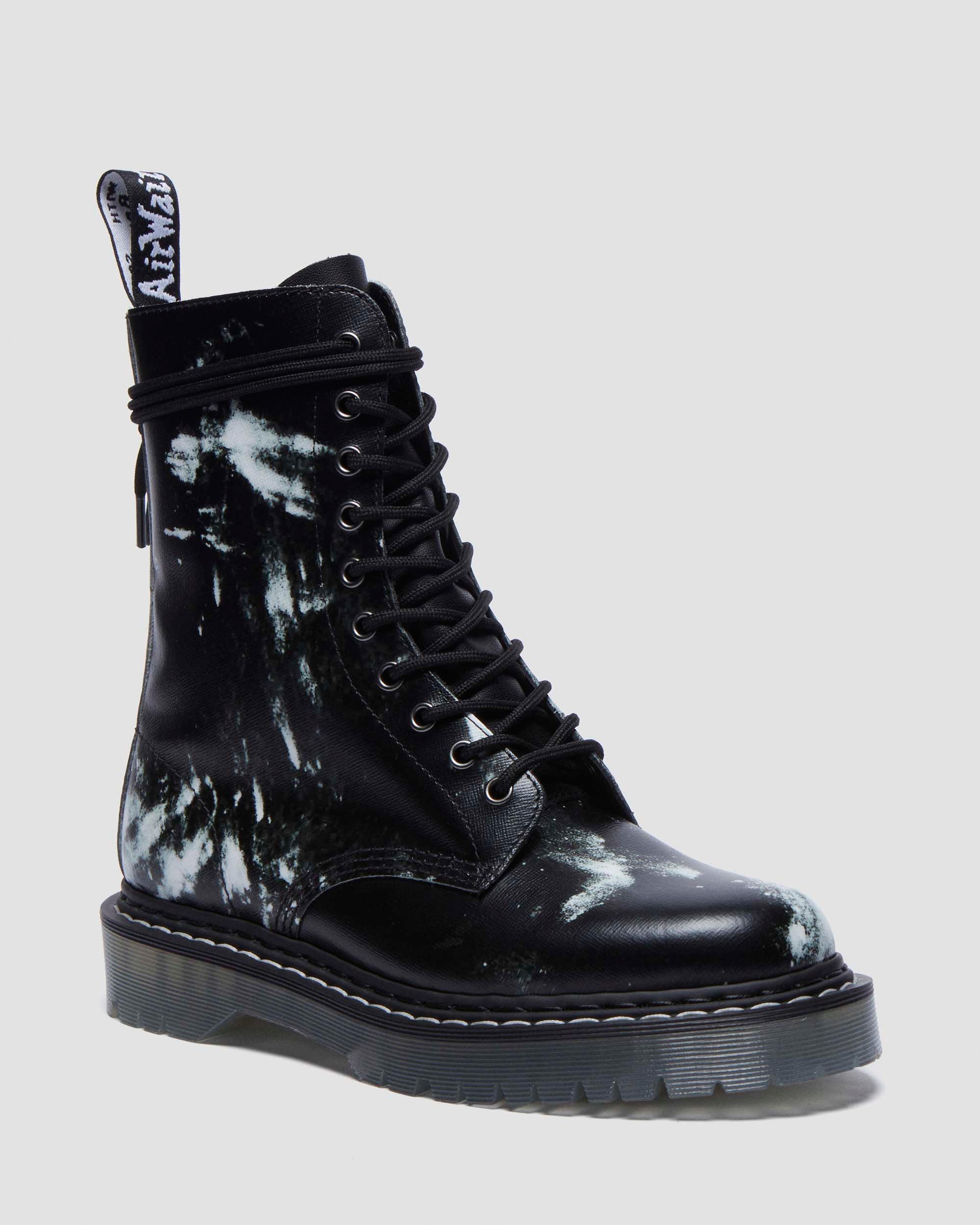 1490 Nine Inch Nails Leather Mid Calf Boots in Dr. Martens