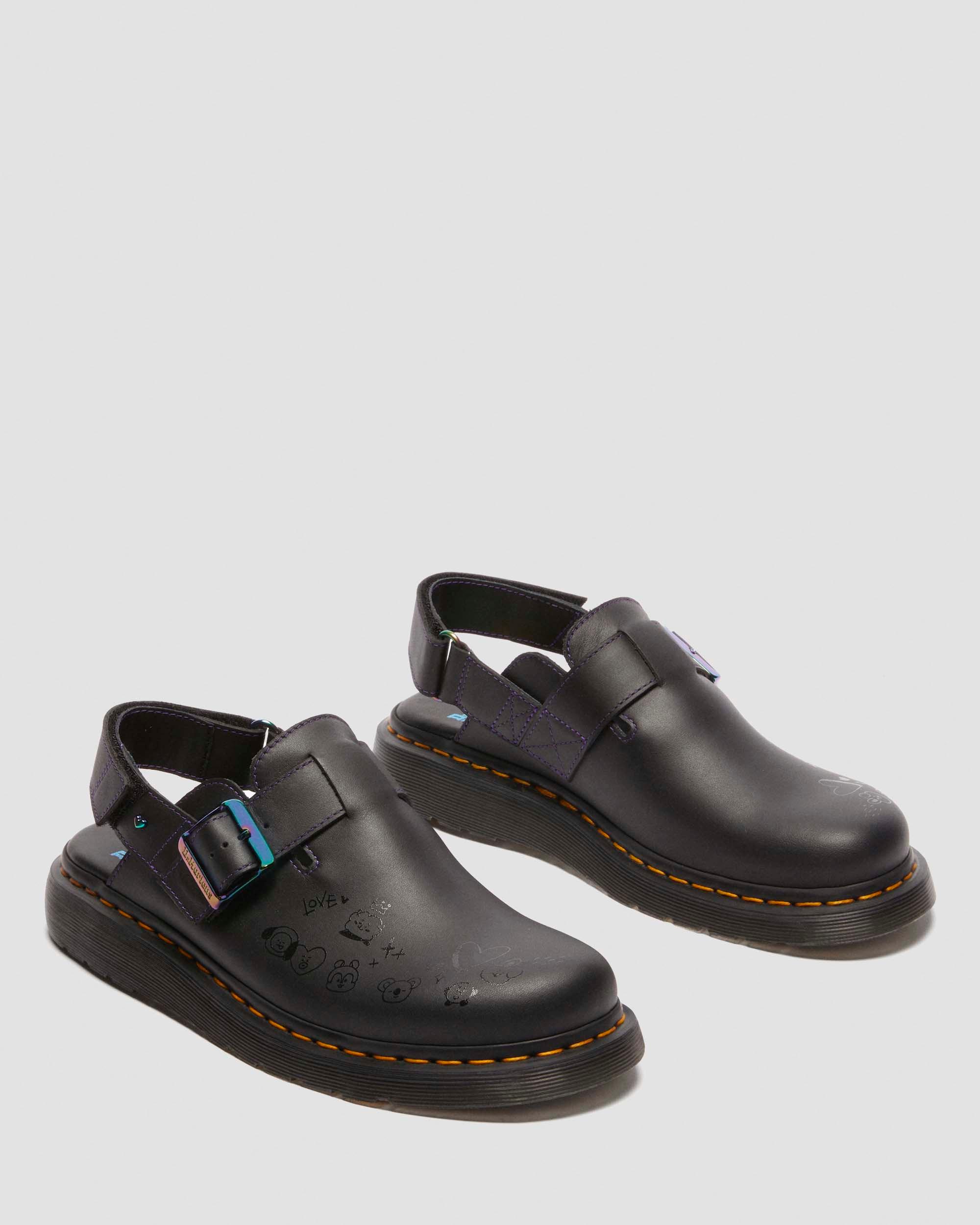 Jorge II BT21 Leather Slingback Mules in BLACK | Dr. Martens™