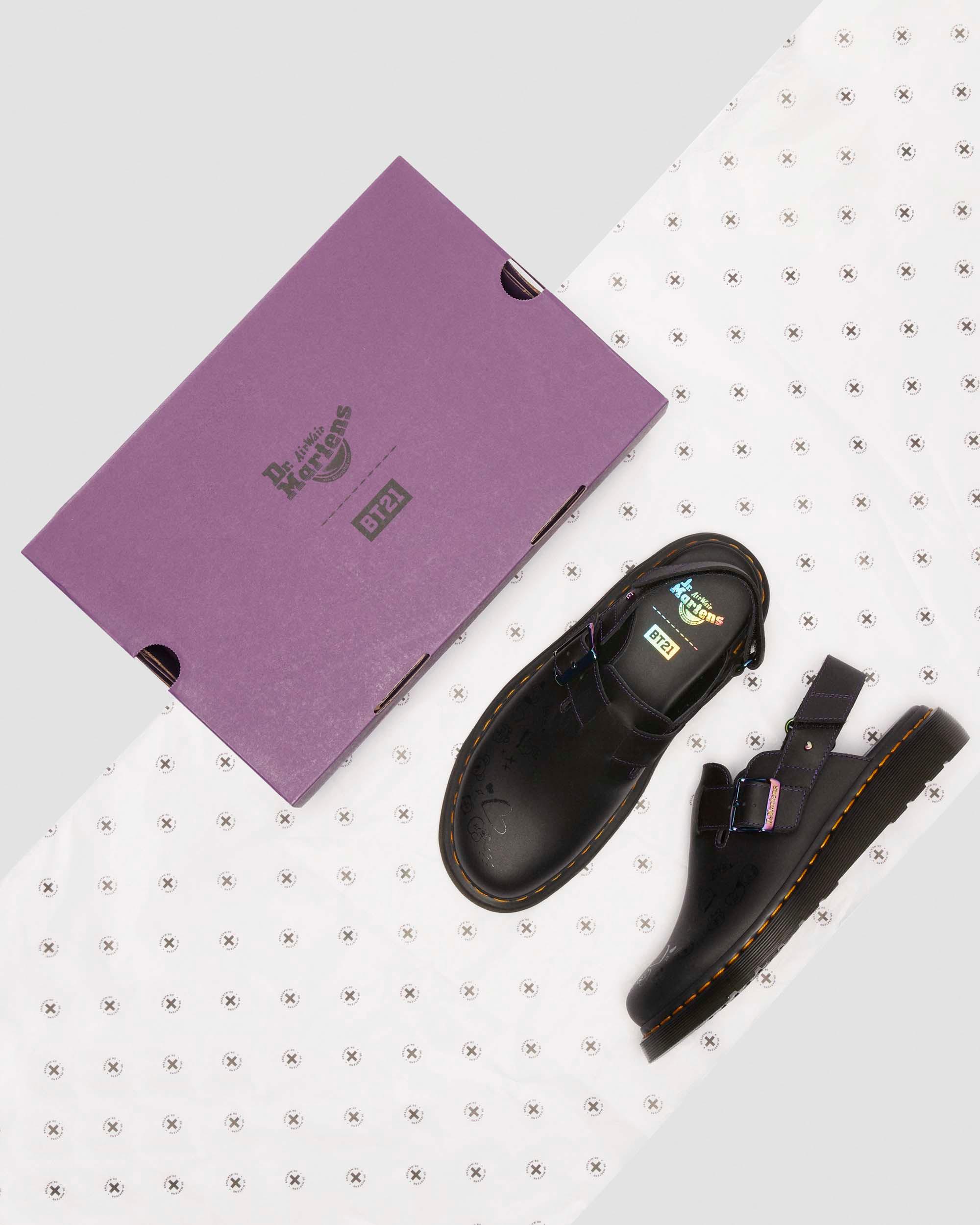 Jorge II BT21 Leather Slingback Mules in Black