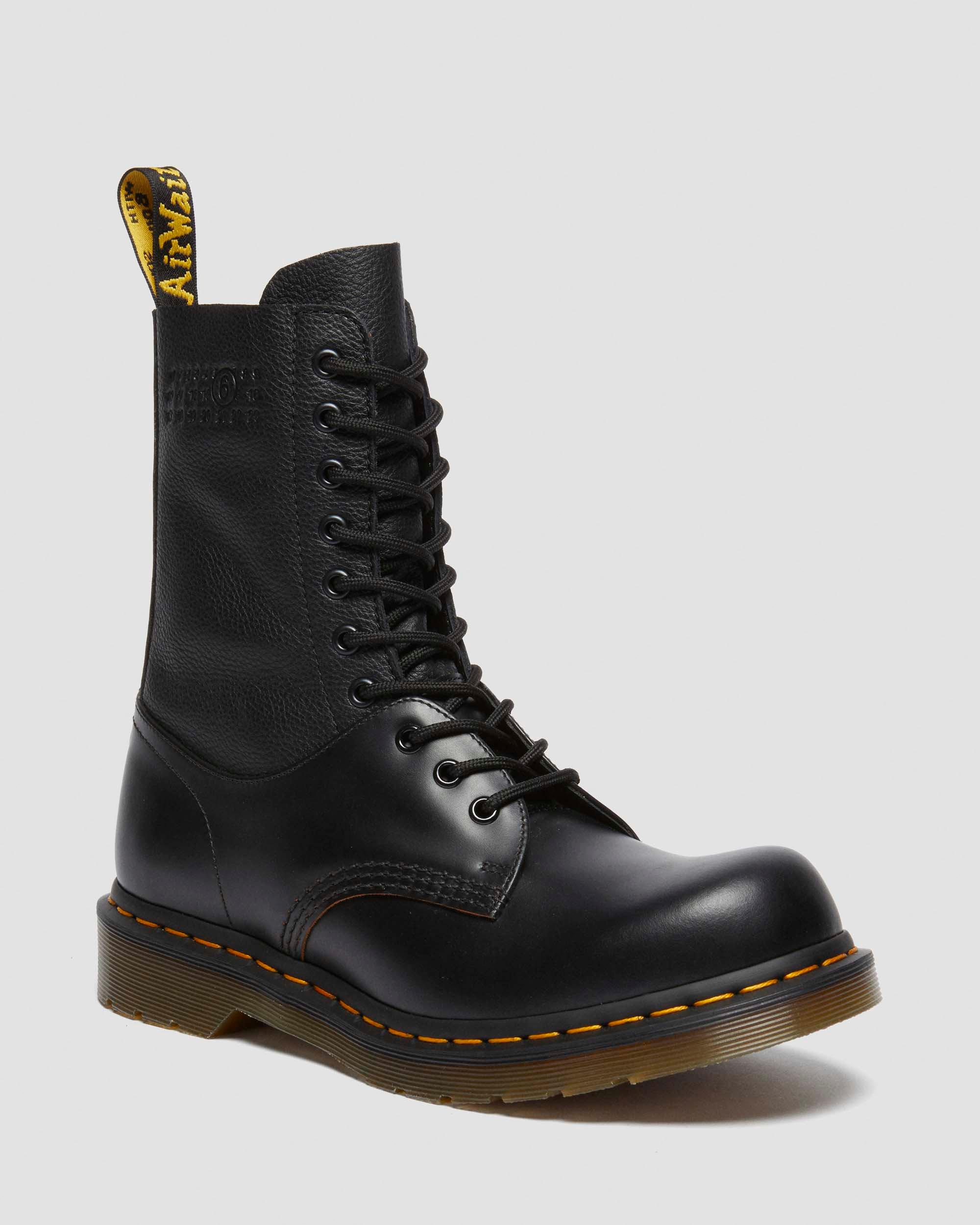 1490 / 1461 MM6 Leather Lace Up Boots in Black