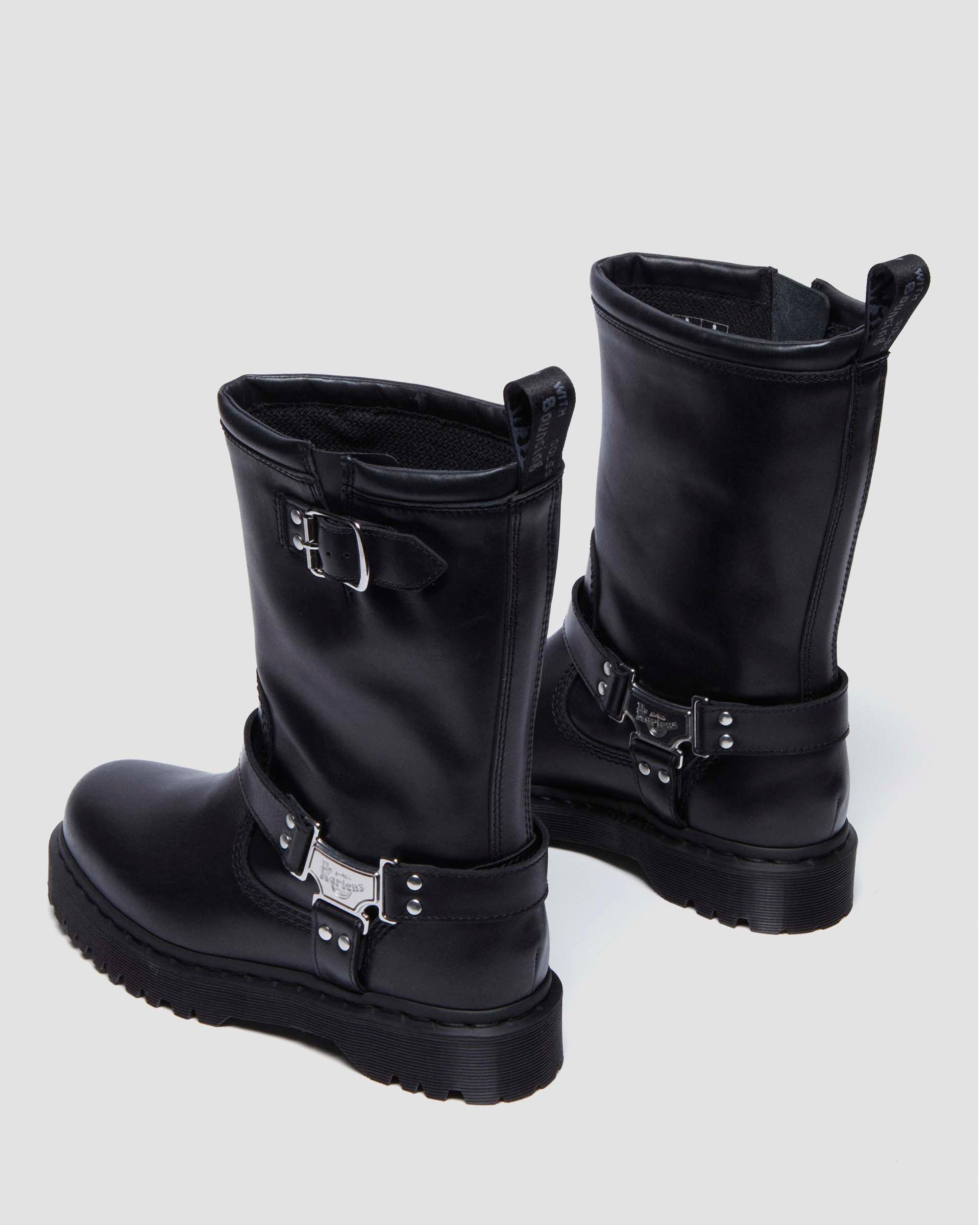 Anistone Hi Leather Biker Boots in Black