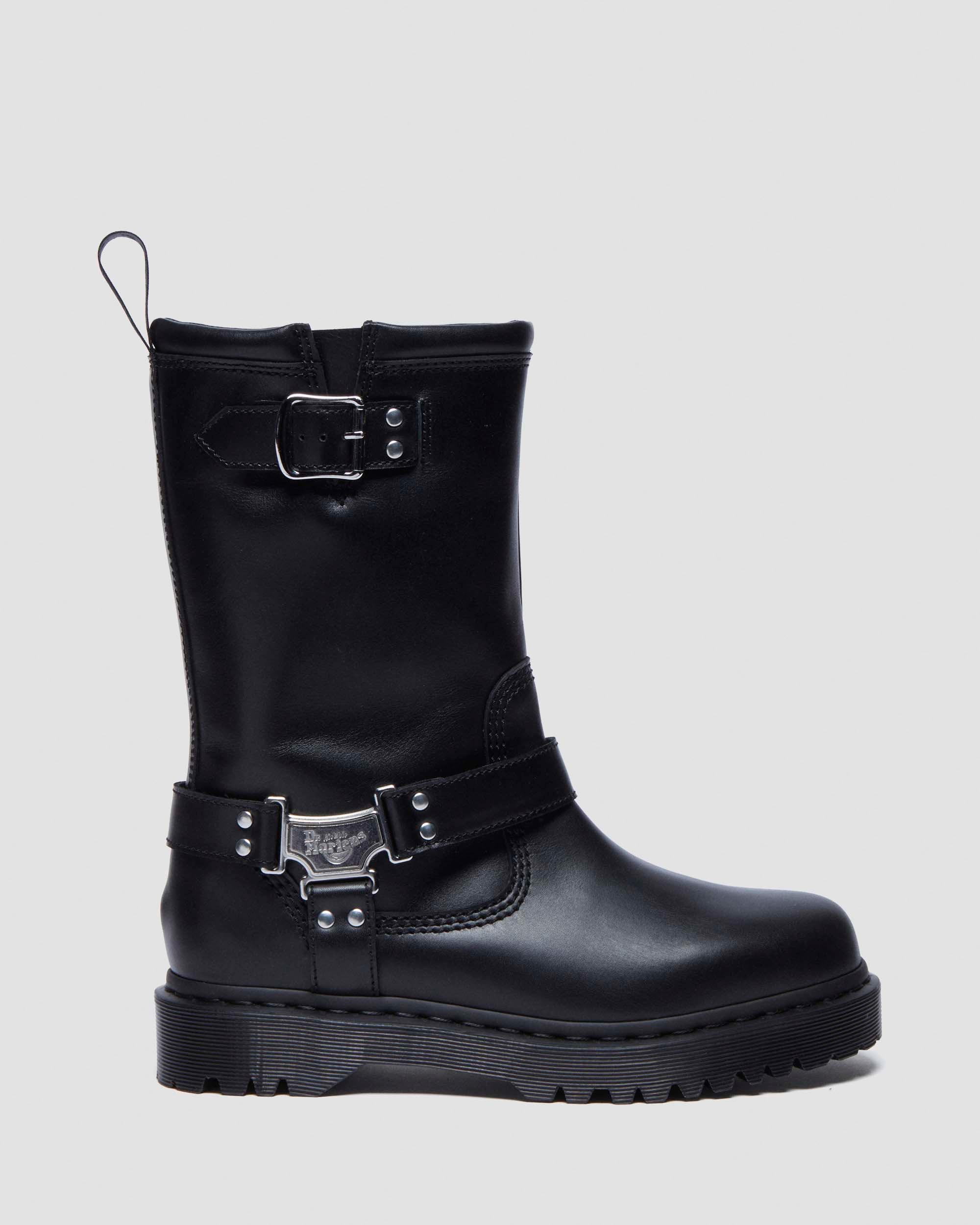 Anistone Hi Leather Biker Boots in Black