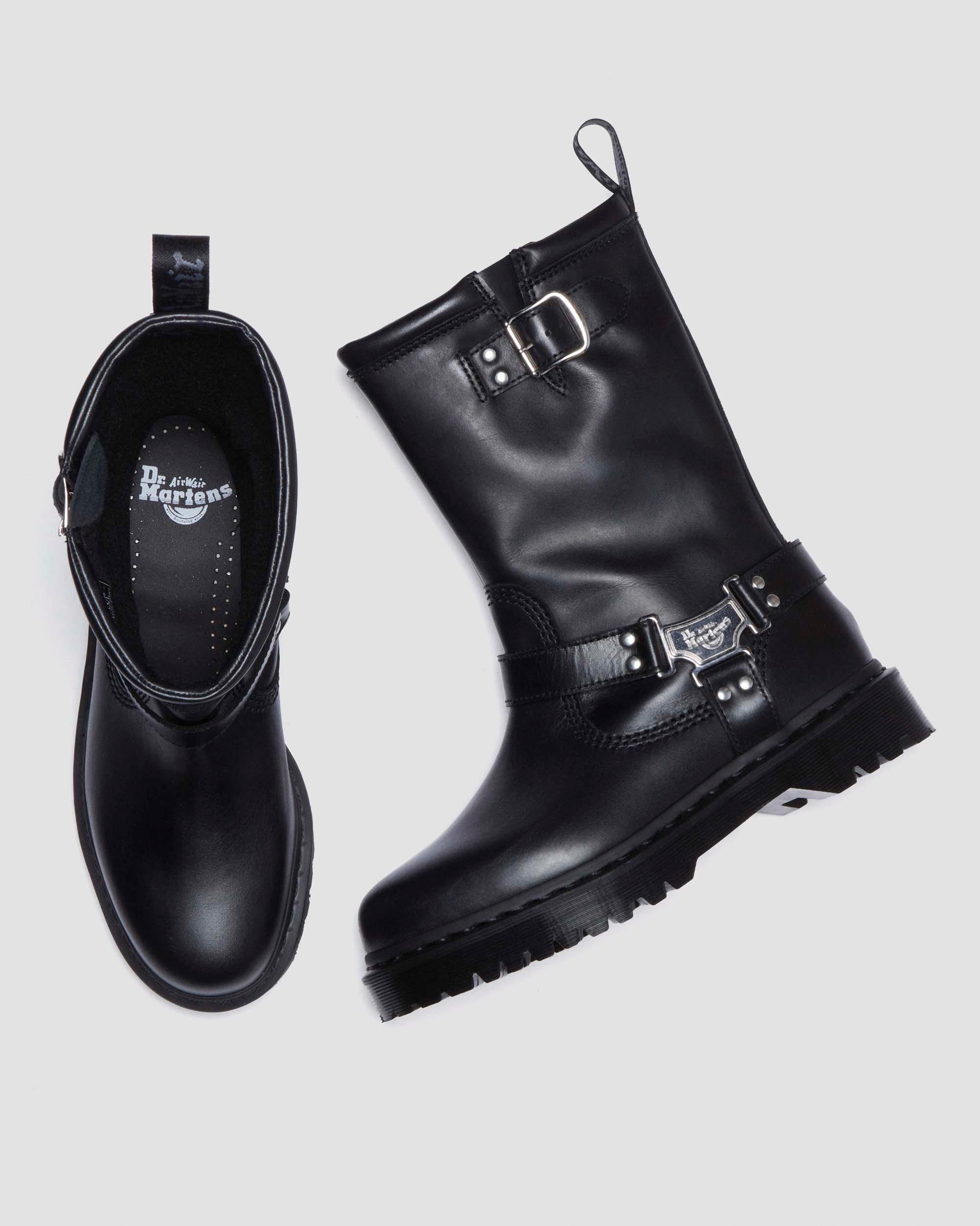 Anistone Hi Leather Biker Boots in Black