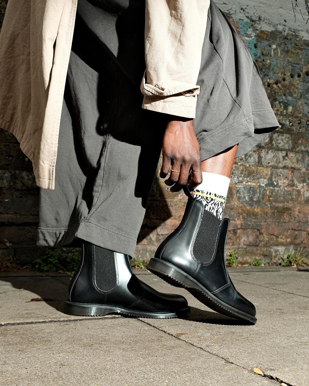 Flora Smooth Chelsea Boots in Black