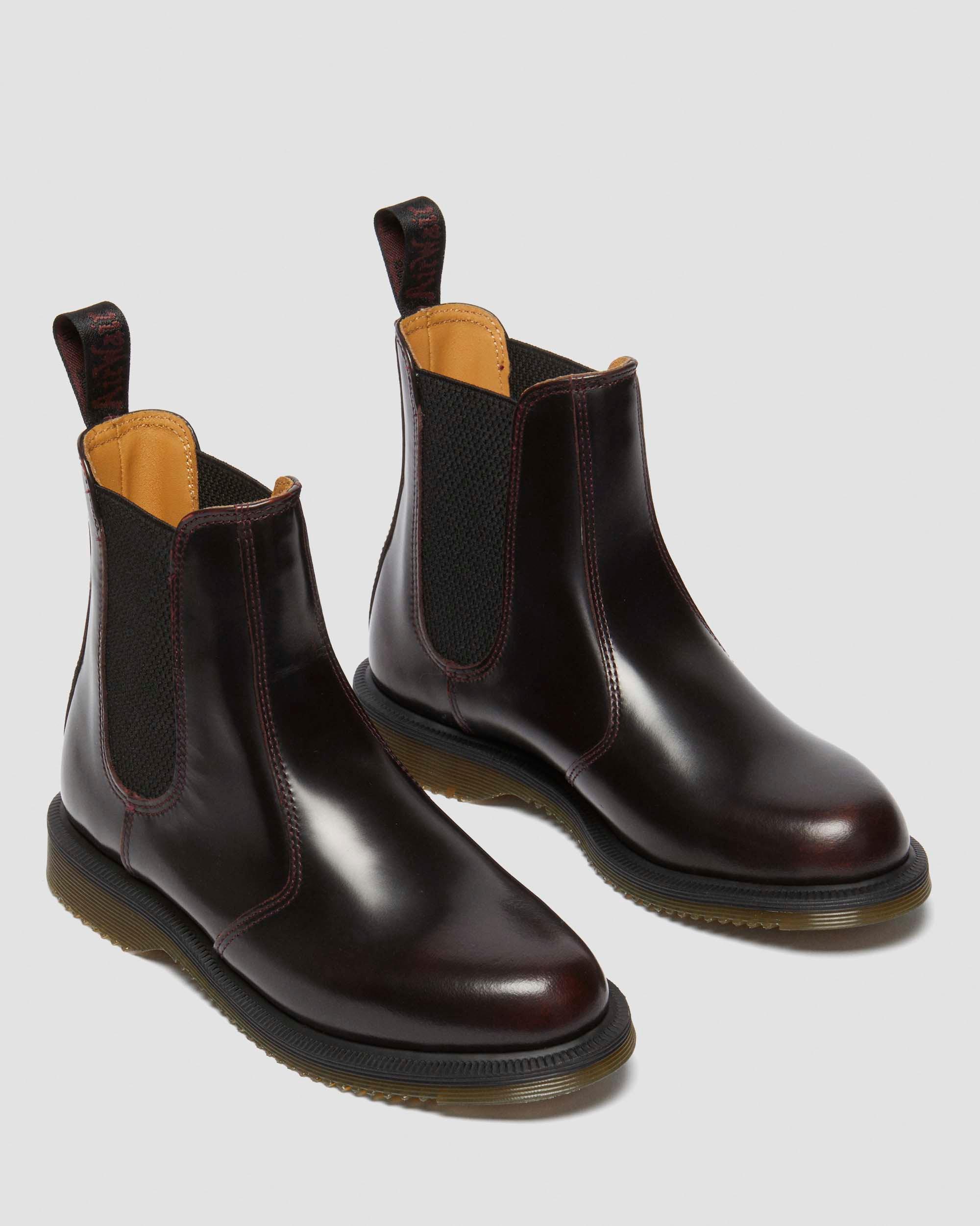 Flora Arcadia Leather Chelsea Boots in Cherry Red Dr. Martens