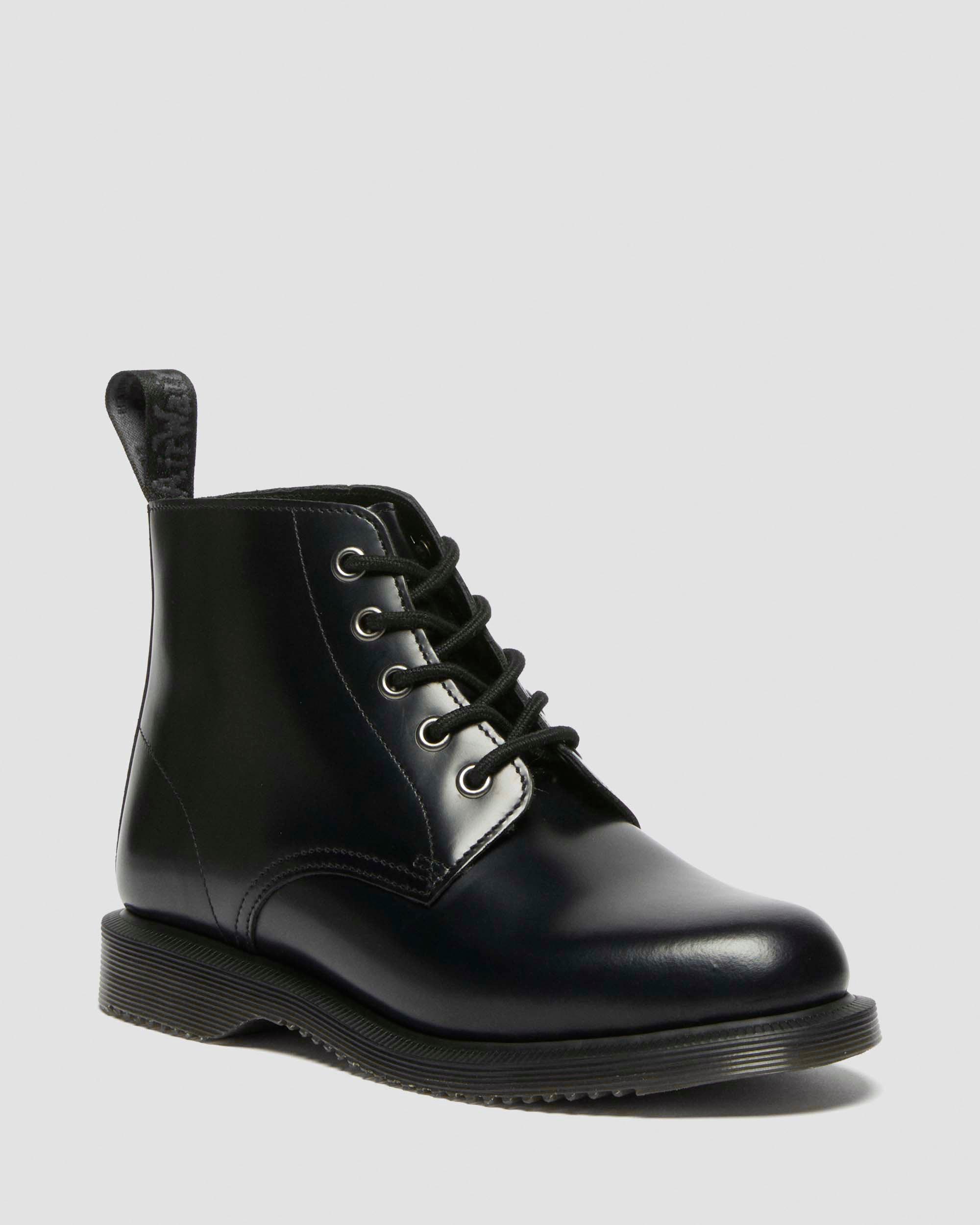 Stivali stringati Emmeline in pelle Smooth di colore Nero Dr. Martens