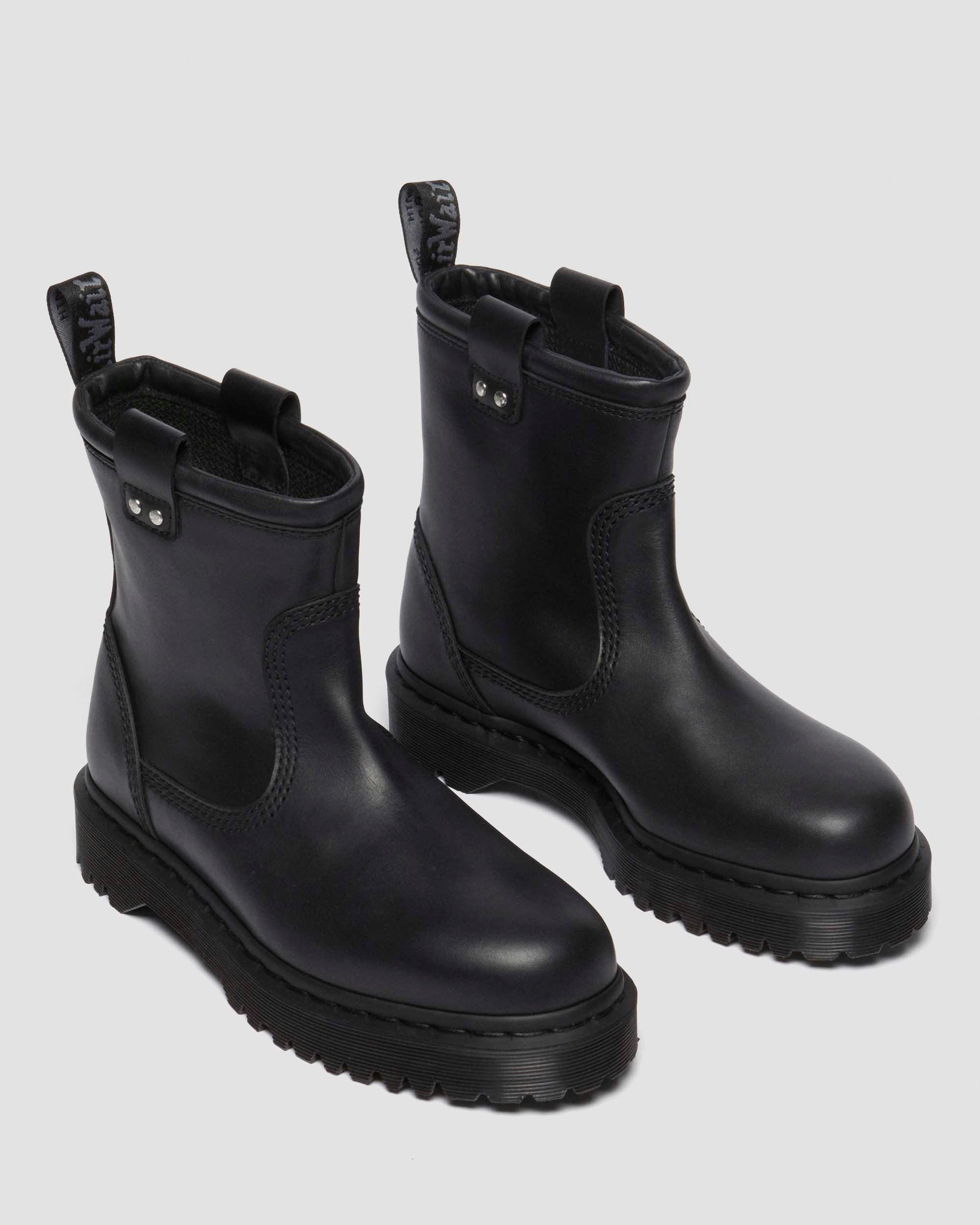 Anistone Lo Leather Biker Boots in Black