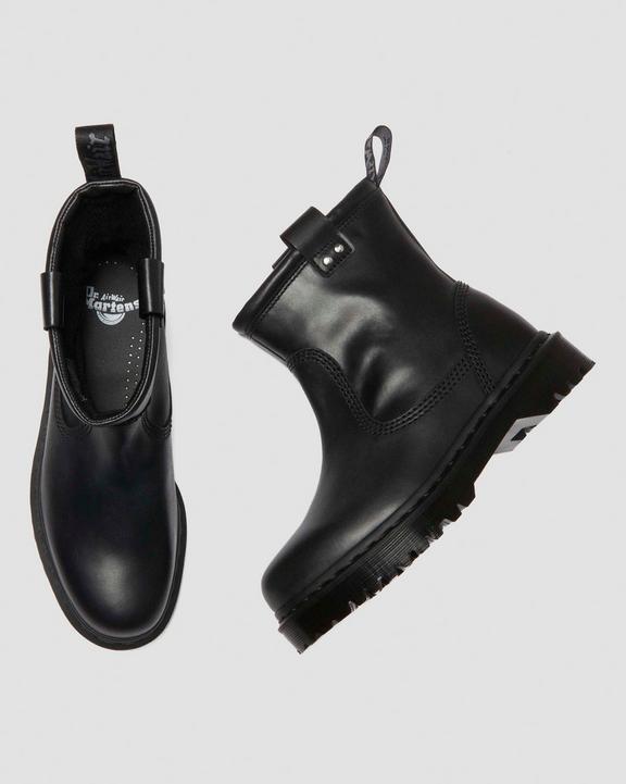 Anistone Lo Leather Biker Boots in Black Milled Nappa | Dr Anistone Lo Leather Biker Boots in Black Milled Nappa | Dr