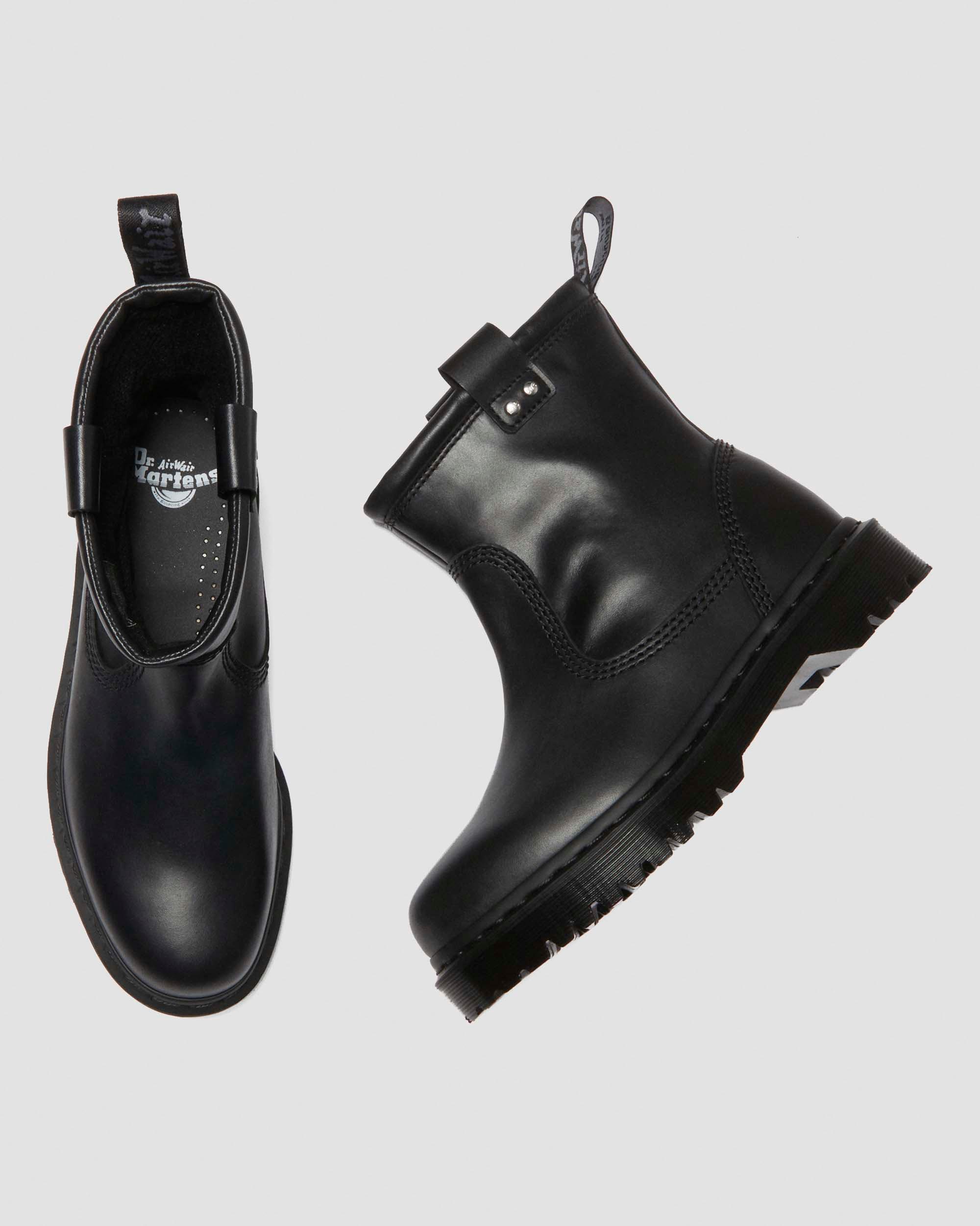 Anistone Lo Leather Biker Boots in Black