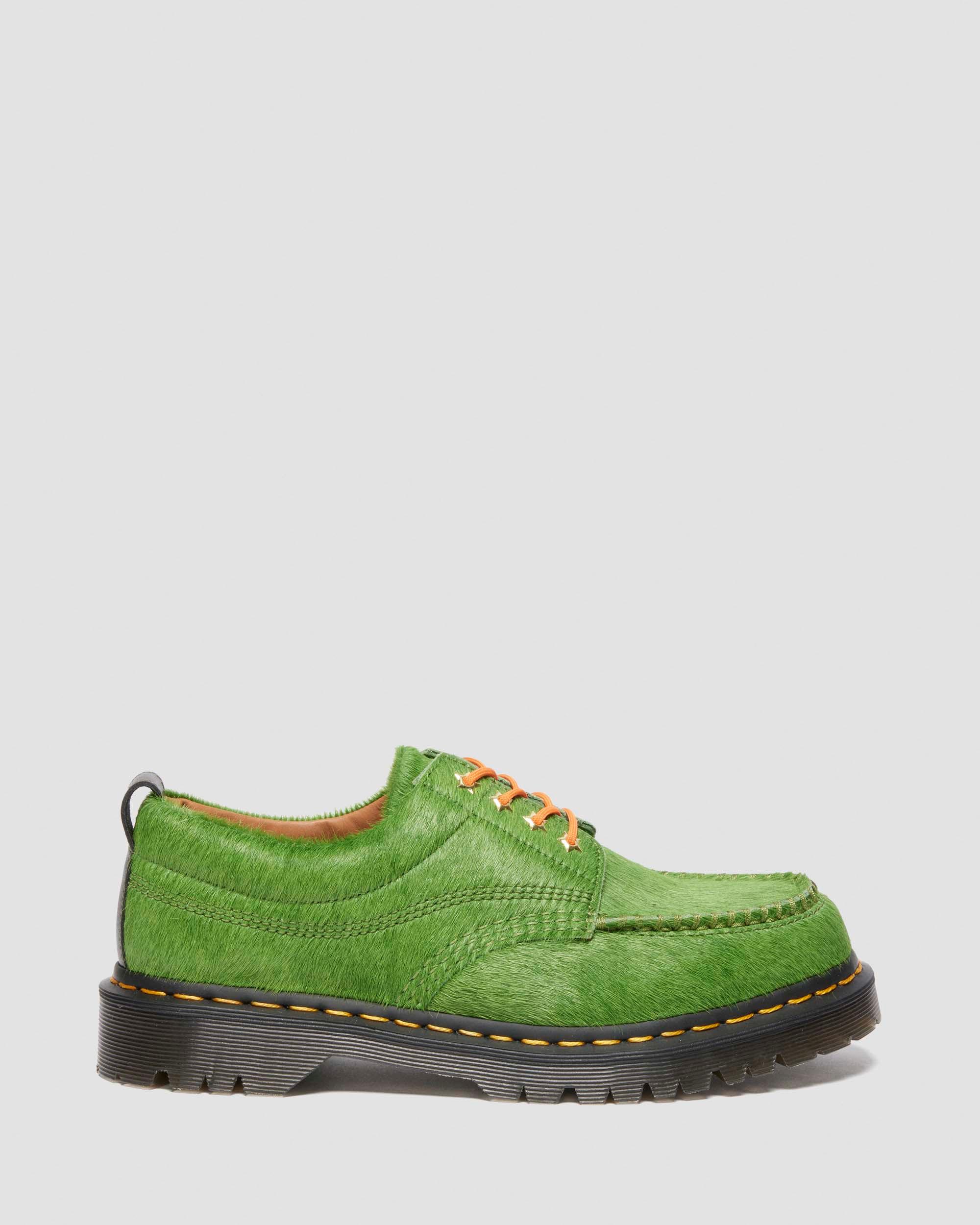 M*4様 Awake NY × Dr.Martens Lowell US9 27 Lowell Awake Hair-On Leather Moc Toe Shoes in VIBRANT GREEN+BLACK