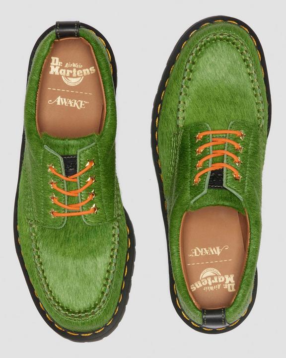 Lowell Awake Hair-On Leather Moc Toe Shoes in Green | Dr Lowell Awake Hair-On Leather Moc Toe Shoes in Green | Dr