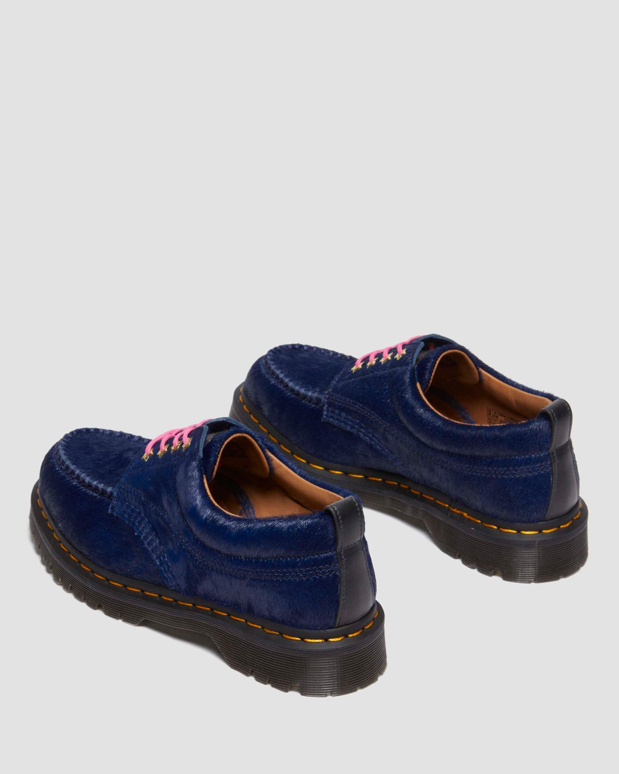 Lowell Awake Hair-On Leather Moc Toe Shoes in NAVY PEONY+BLACK
