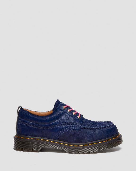 Lowell Awake Hair-On Leather Moc Toe Shoes in Navy | Dr. Martens Lowell Awake Hair-On Leather Moc Toe Shoes in Navy | Dr. Martens