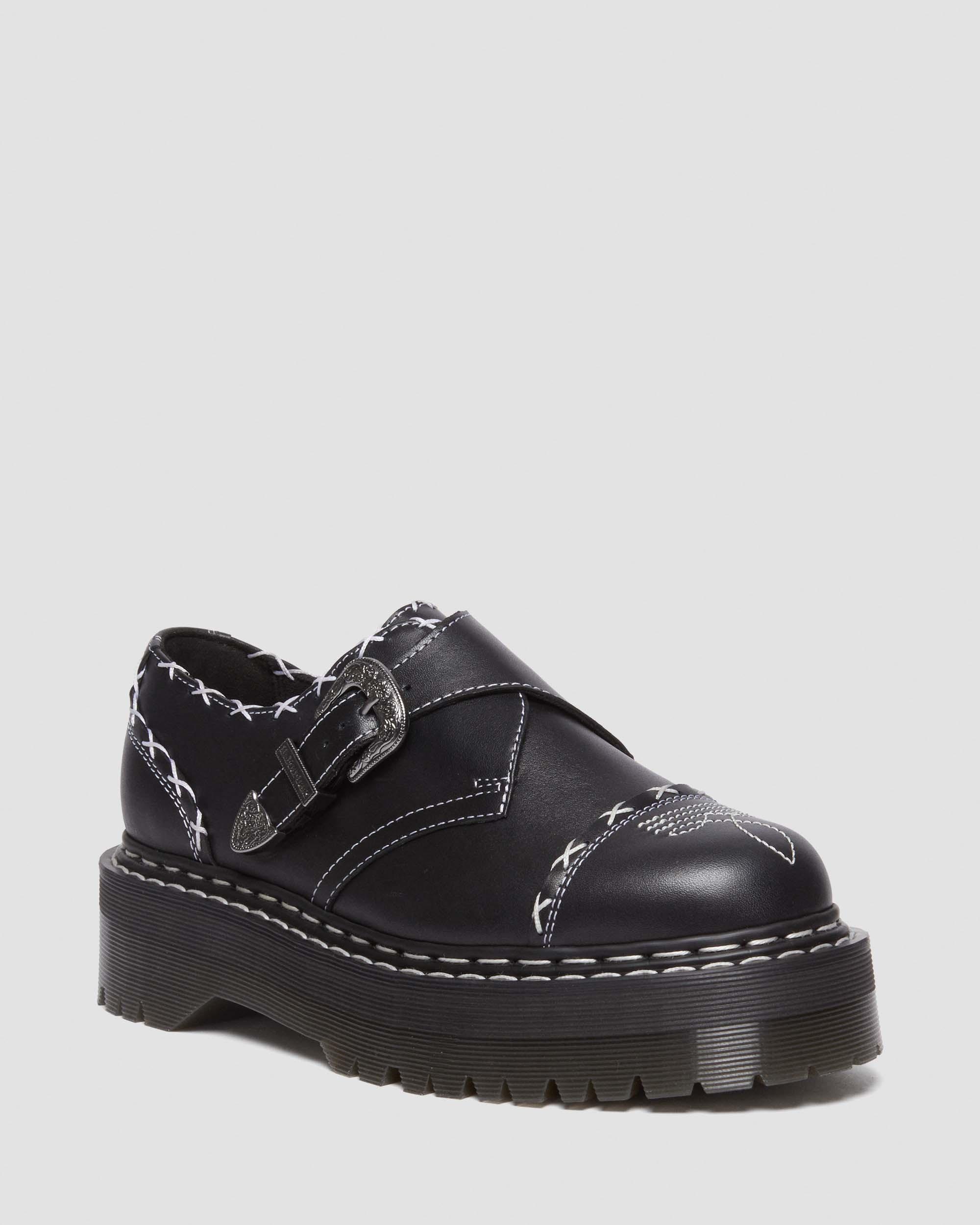 Monk Gothic Americana Leather Platform Shoes in Black | Dr. Martens