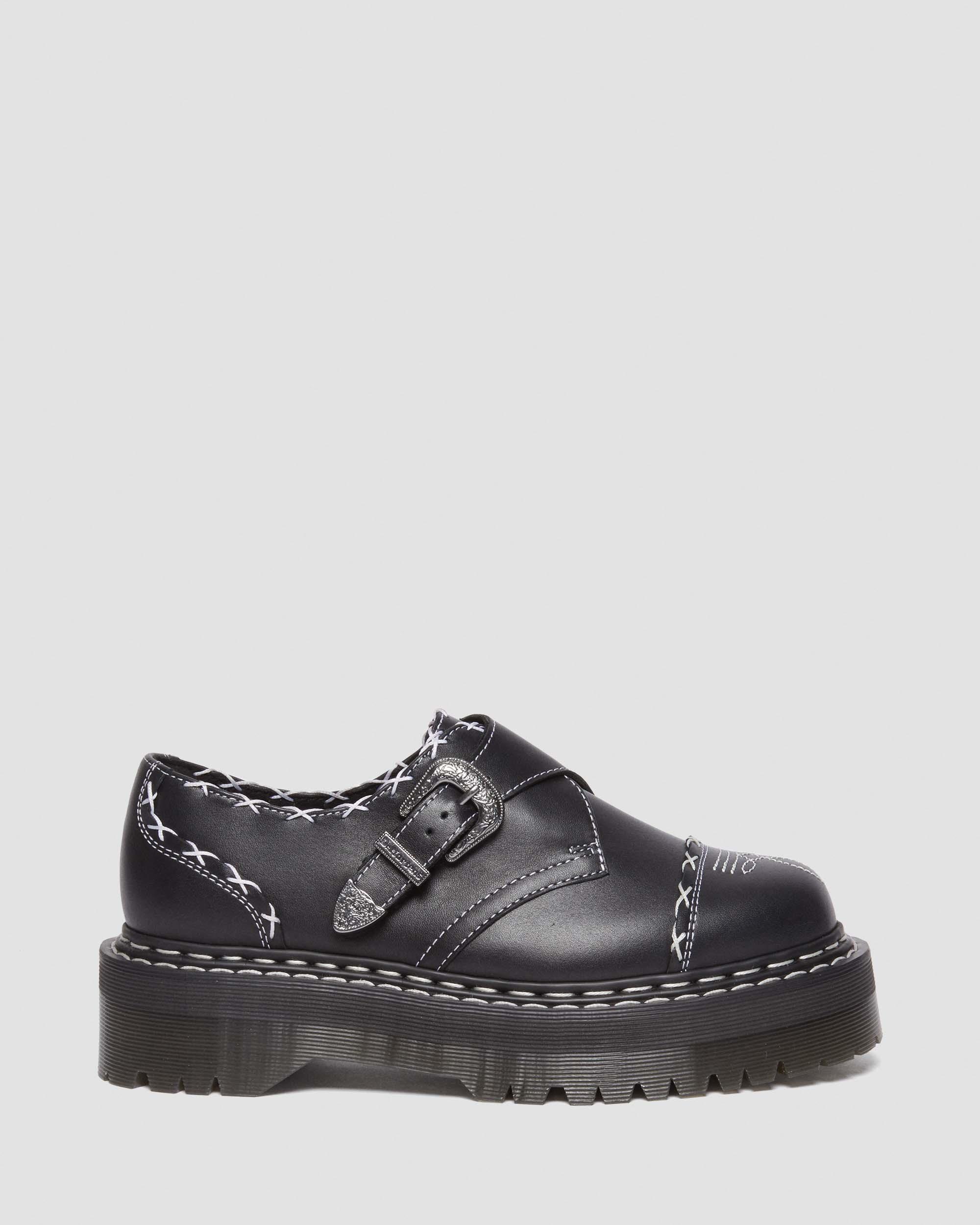 Monk Gothic Americana Leather Platform Shoes in BLACK | Dr. Martens™