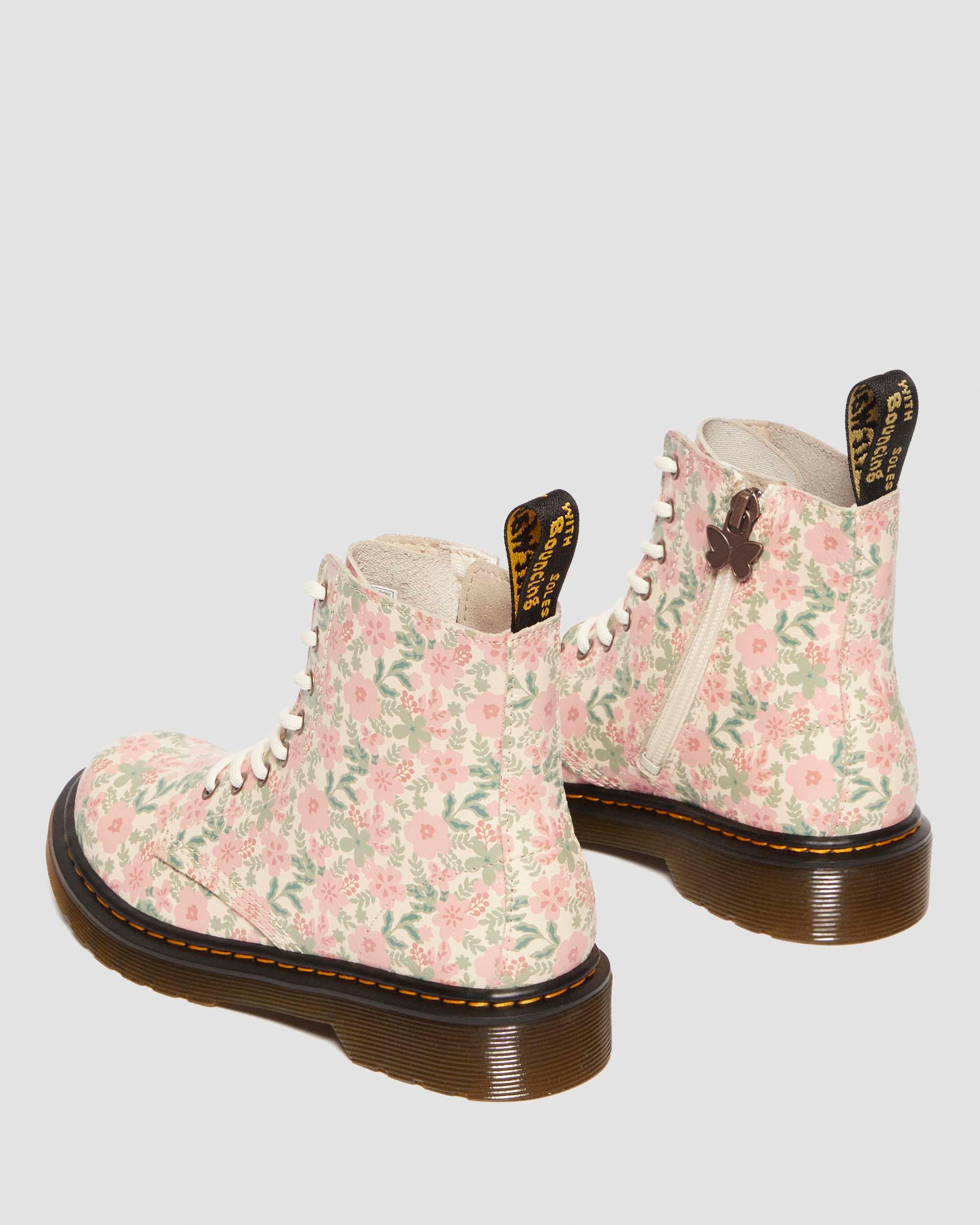 Junior 1460 Floral Leather boots in Cloud Cream+Multi