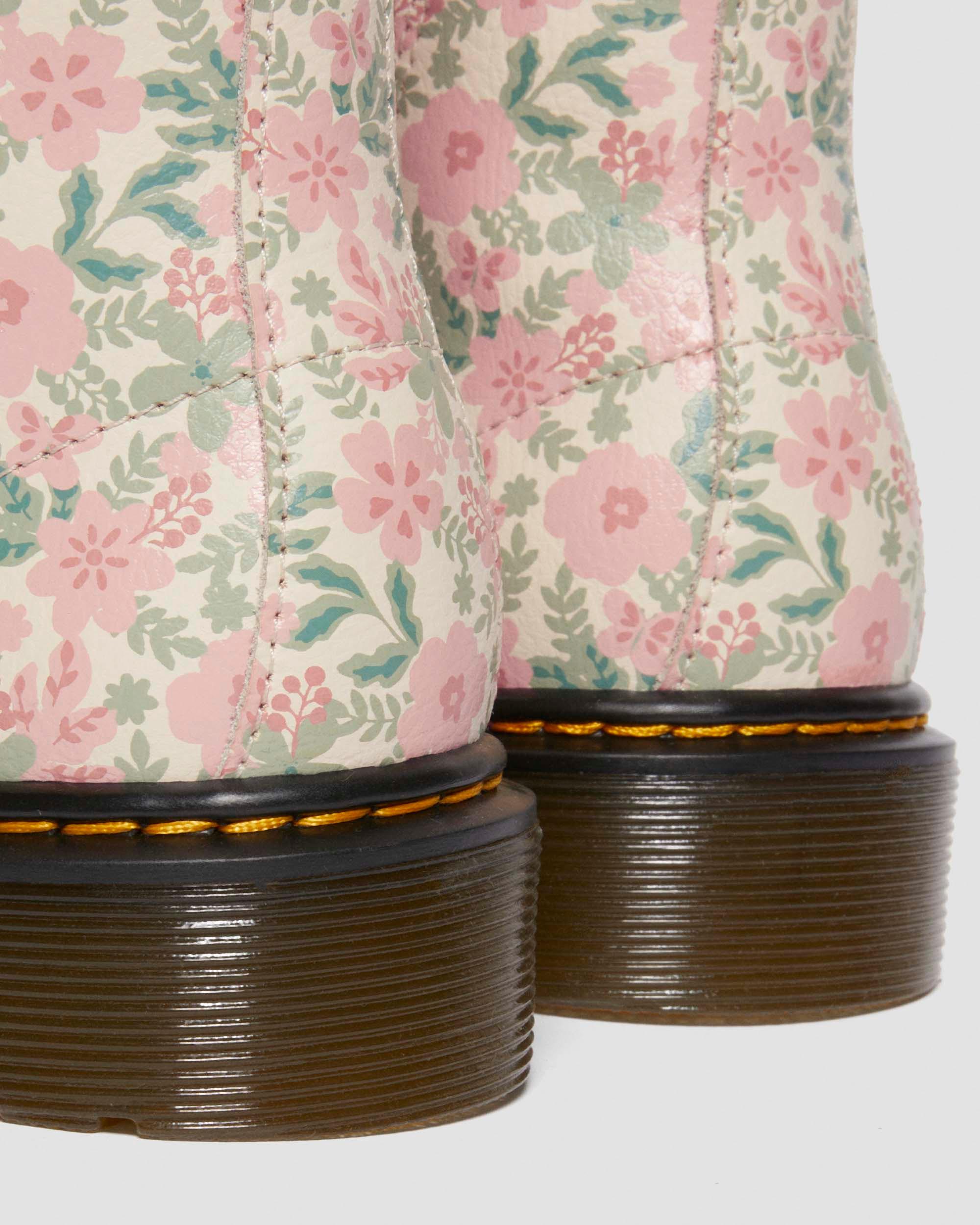 Junior 1460 Floral Leather boots in Cloud Cream+Multi
