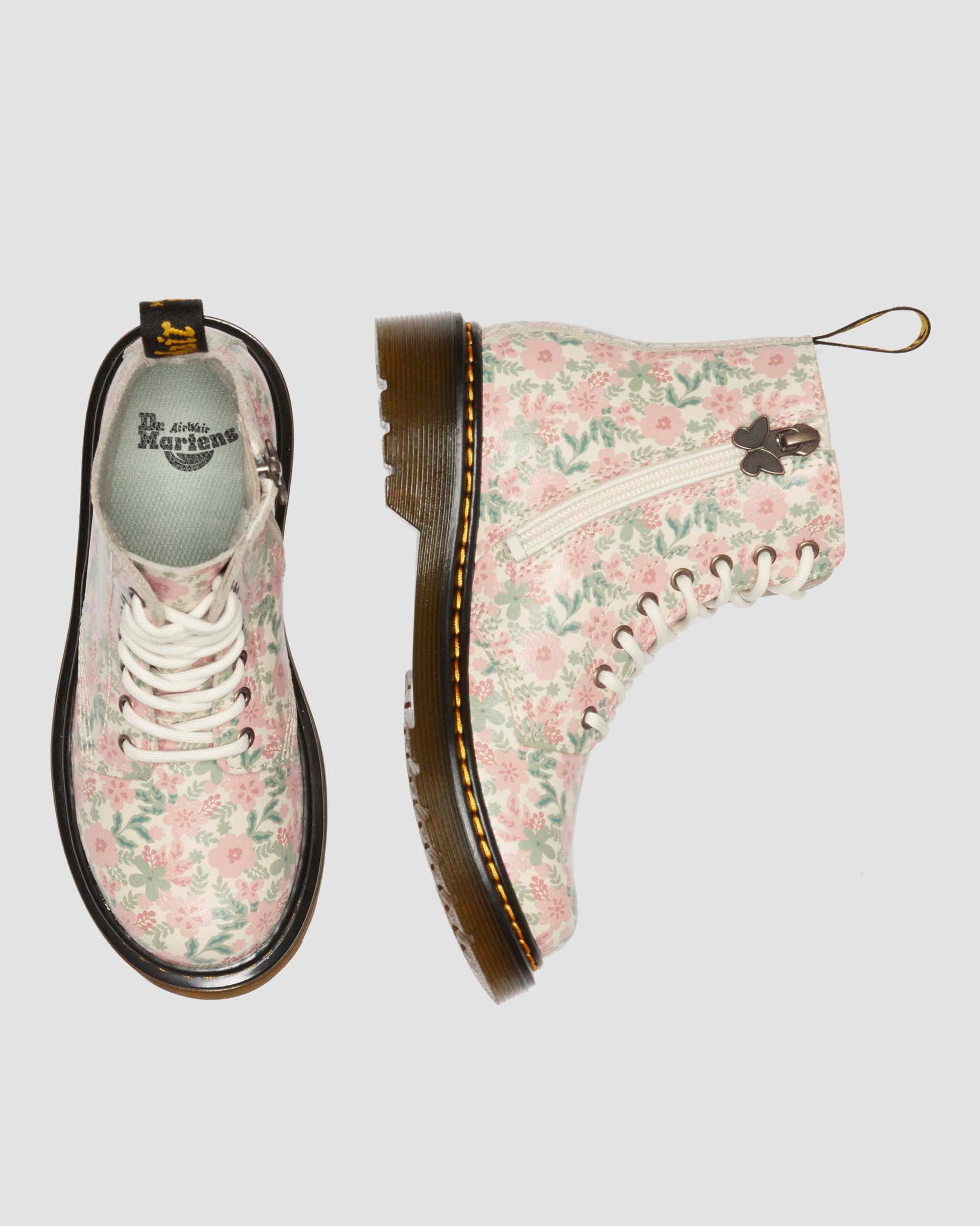 Junior 1460 Floral Leather boots in Cloud Cream+Multi