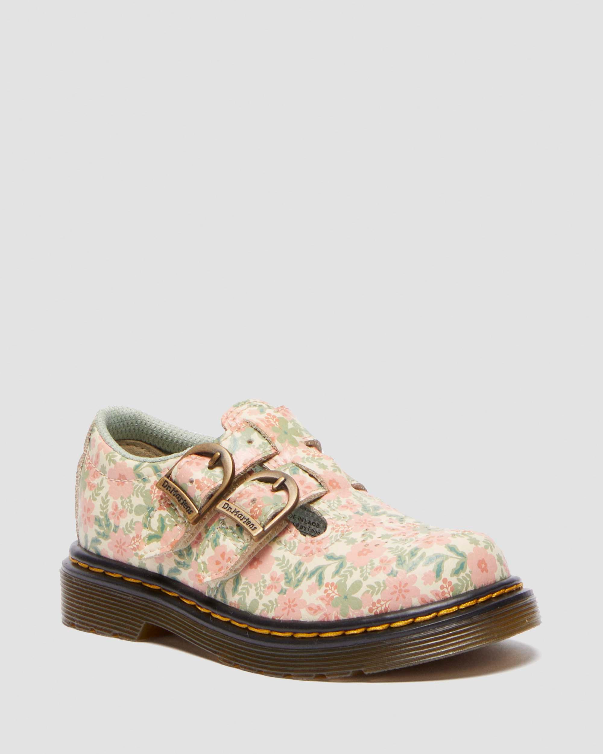 Toddler 8053 Floral Leather Mary Jane Shoes in Cloud Cream | Dr
