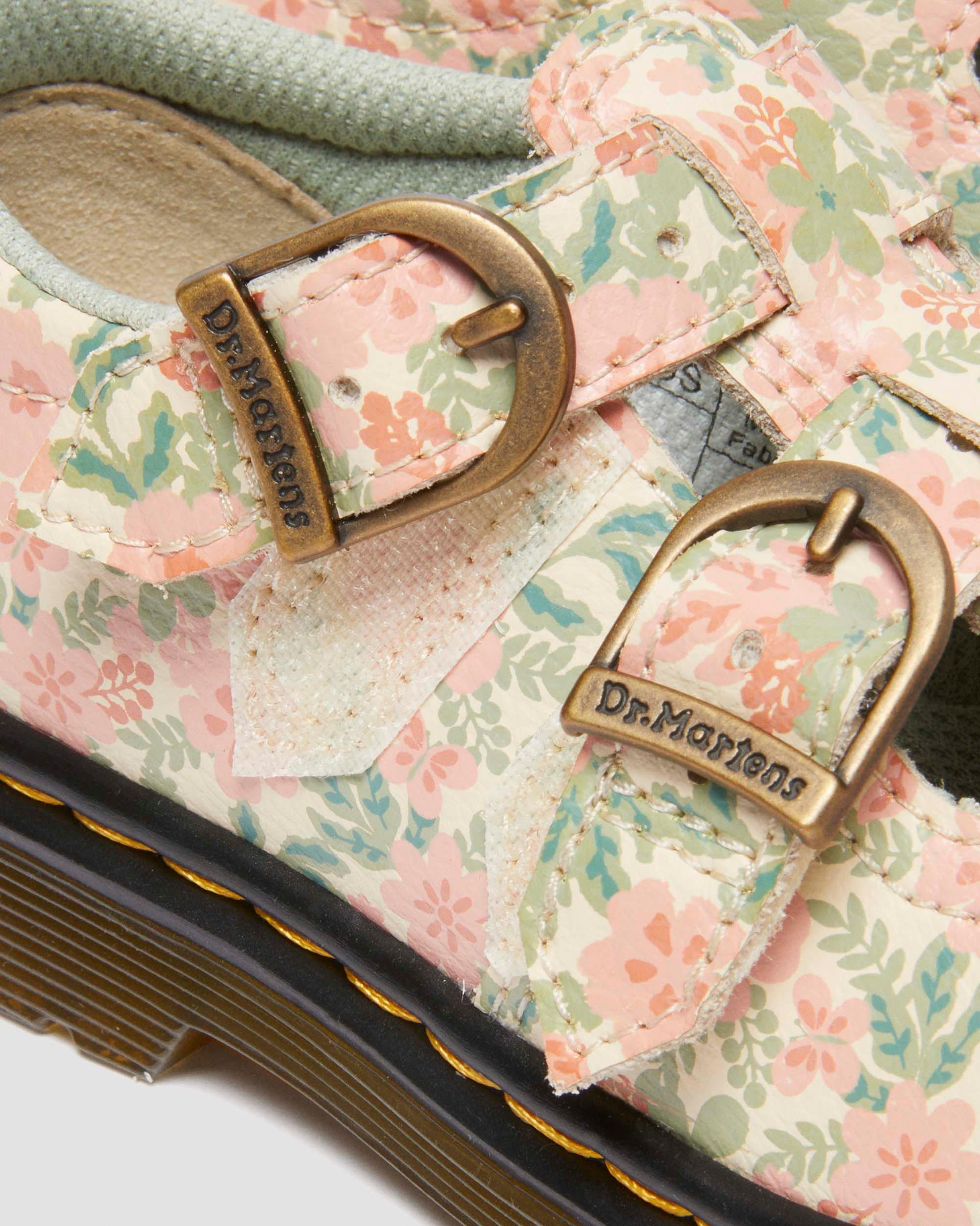 Toddler 8053 Floral Leather Mary Jane Shoes in Cloud Cream+Multi