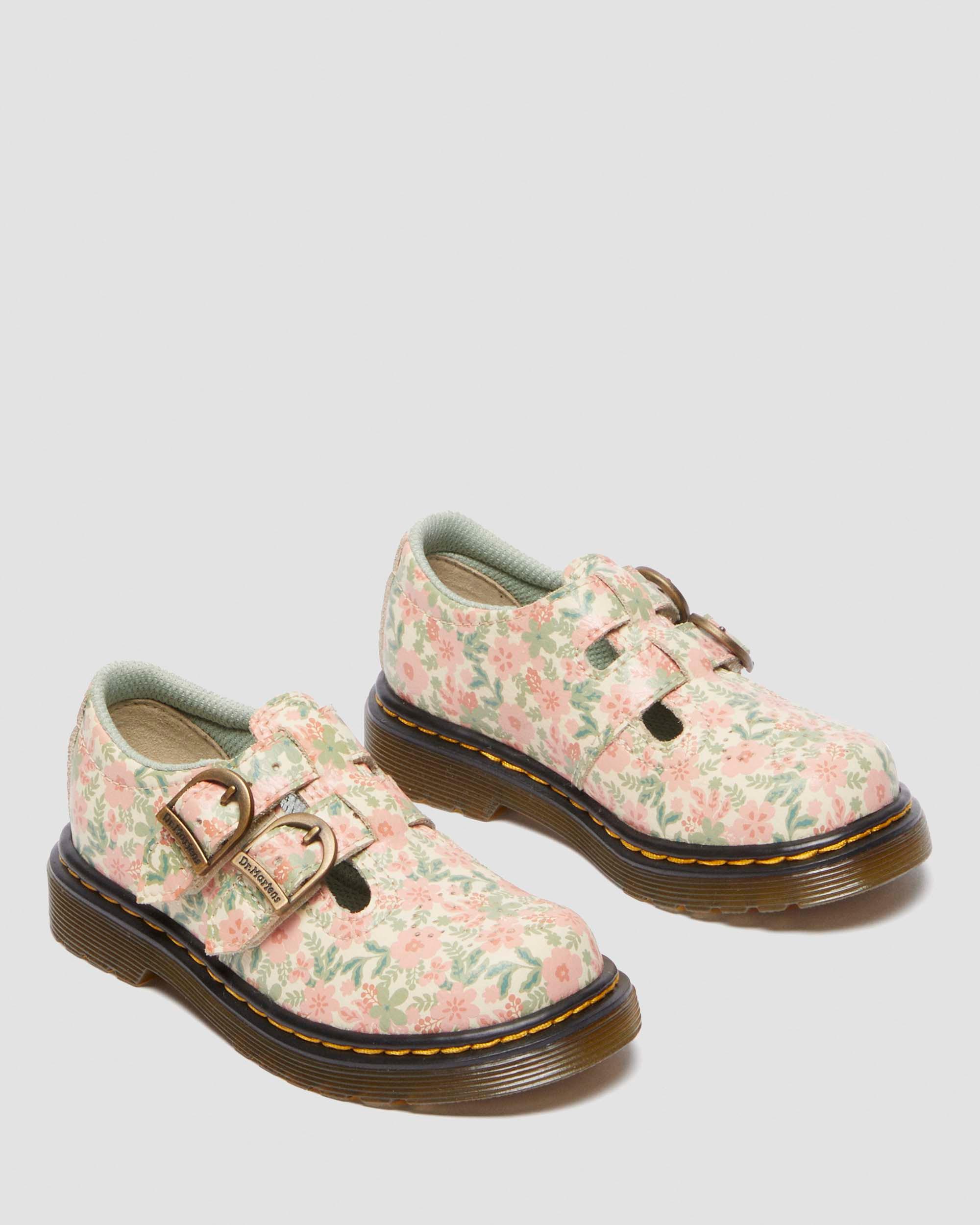 Dr. Martens Toddler 8053 Floral Leather Mary Jane Shoes In Multi