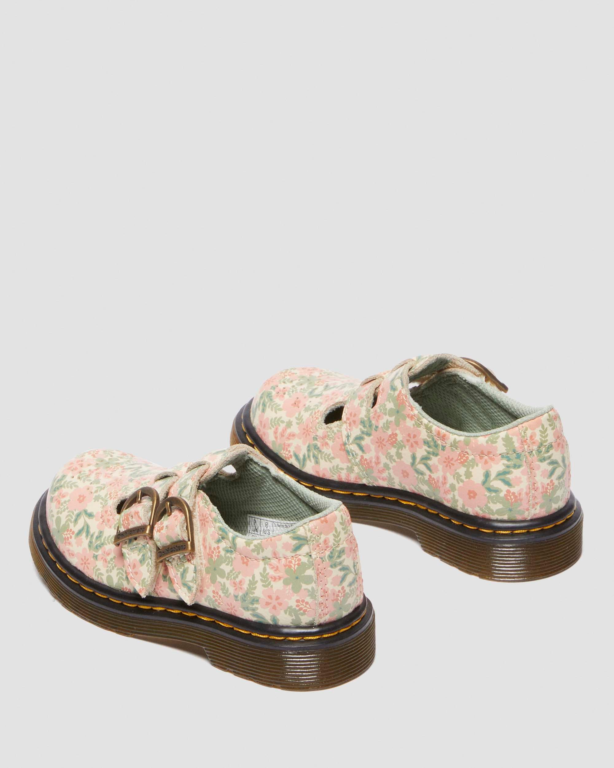 Dr. Martens Toddler 8053 Floral Leather Mary Jane Shoes In Multi