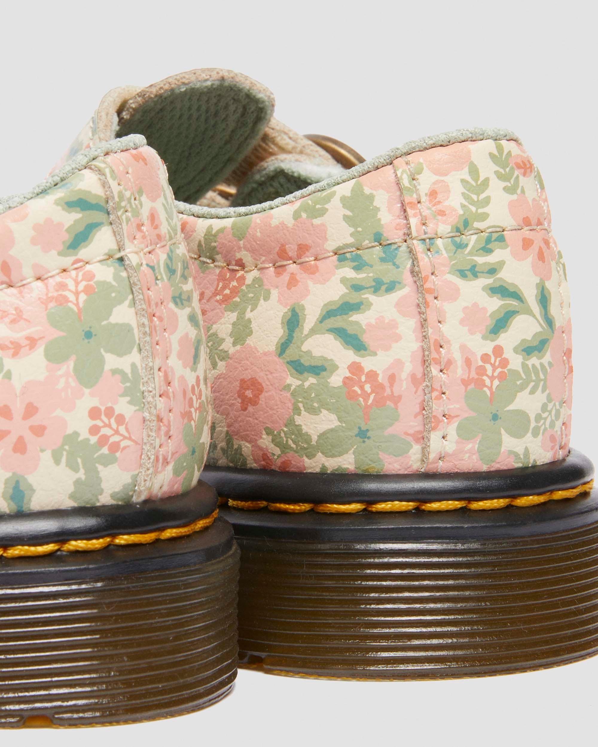 Toddler 8053 Floral Leather Mary Jane Shoes in Cloud Cream+Multi