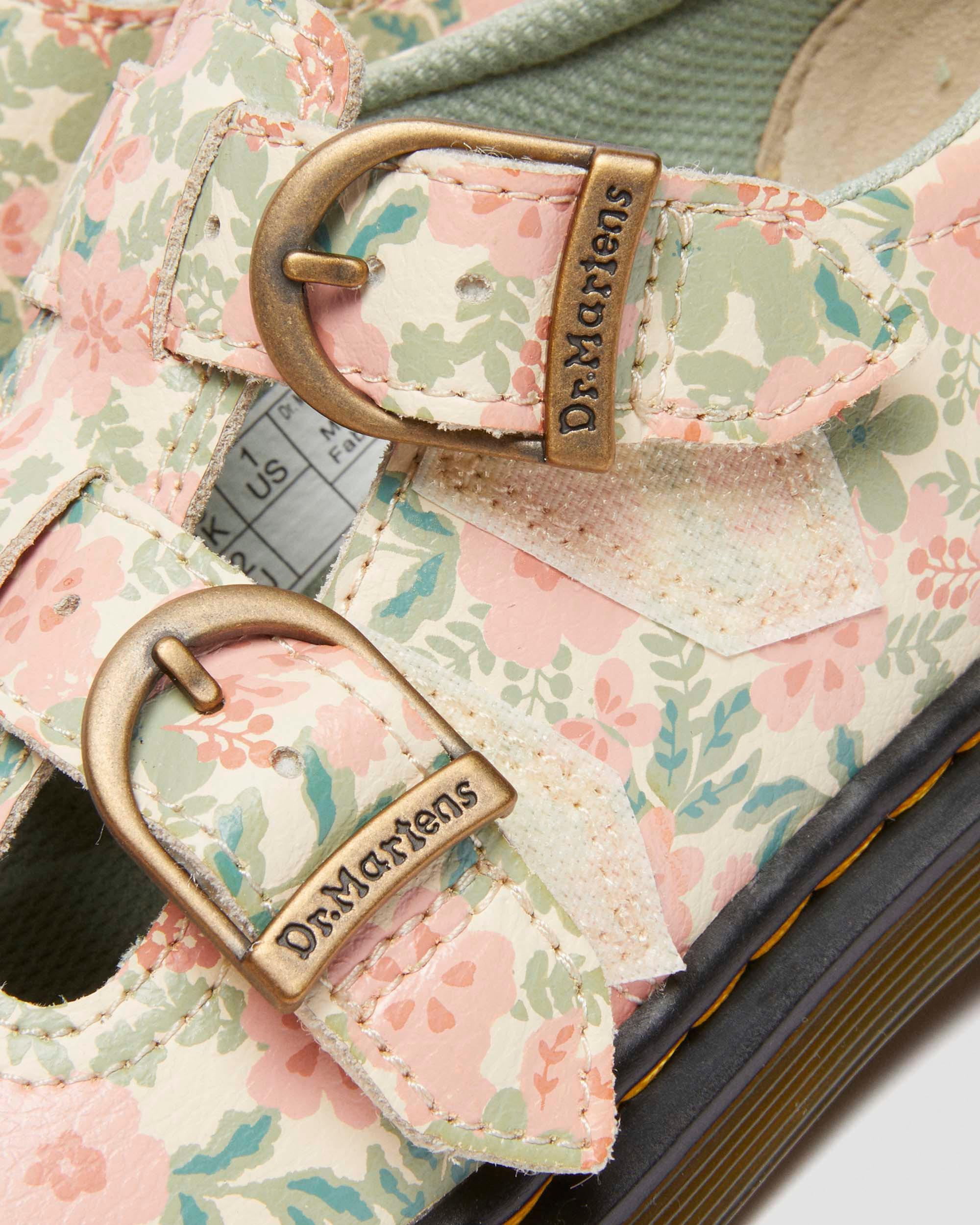 Junior 8053 Floral Leather Mary Jane Shoes in Cloud Cream+Multi