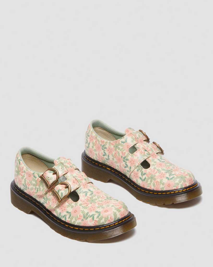 Dr. Martens' Junior 8053 Floral Leather Mary Jane Shoes In Multi