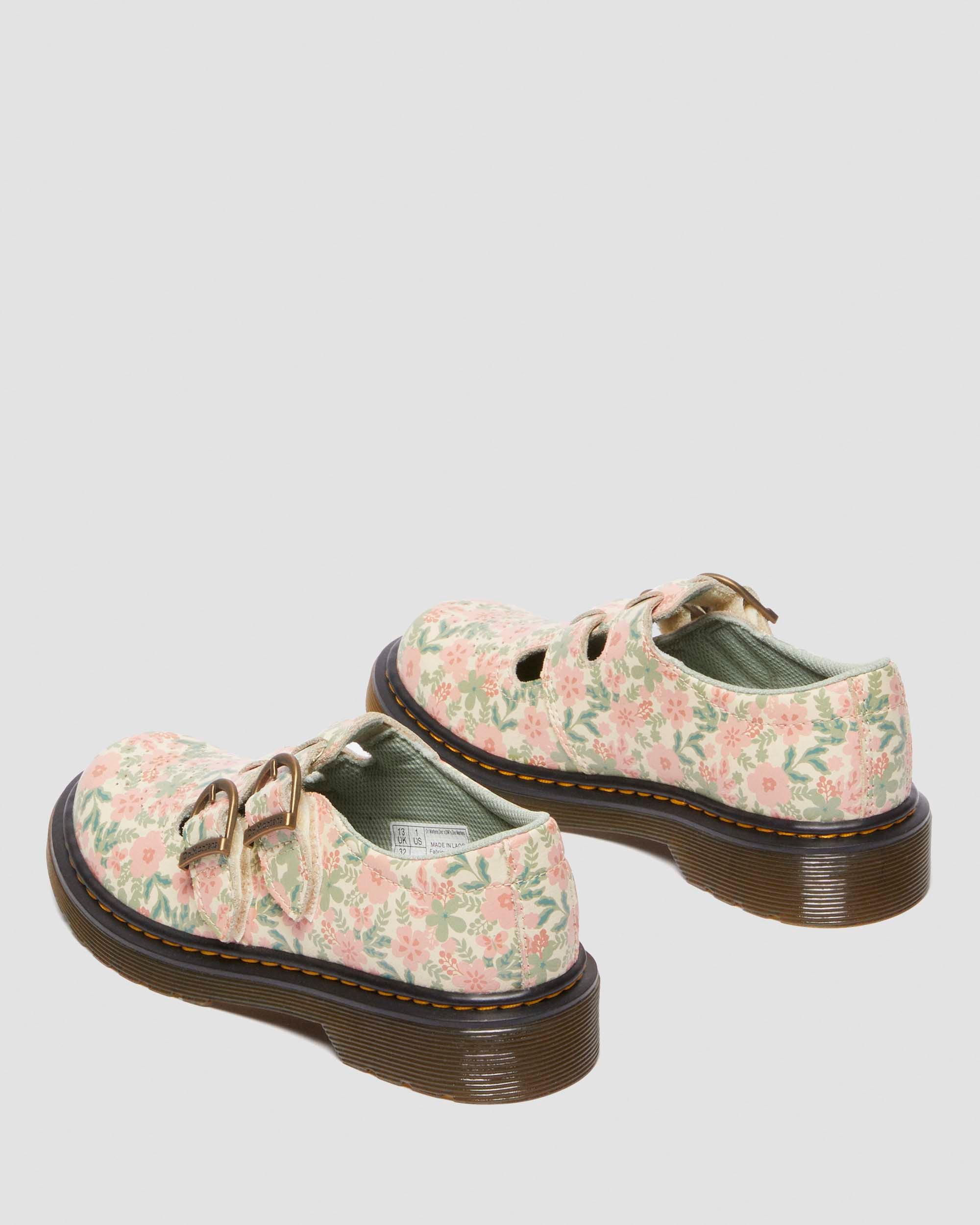 Junior 8053 Floral Leather Mary Jane Shoes in Cloud Cream+Multi