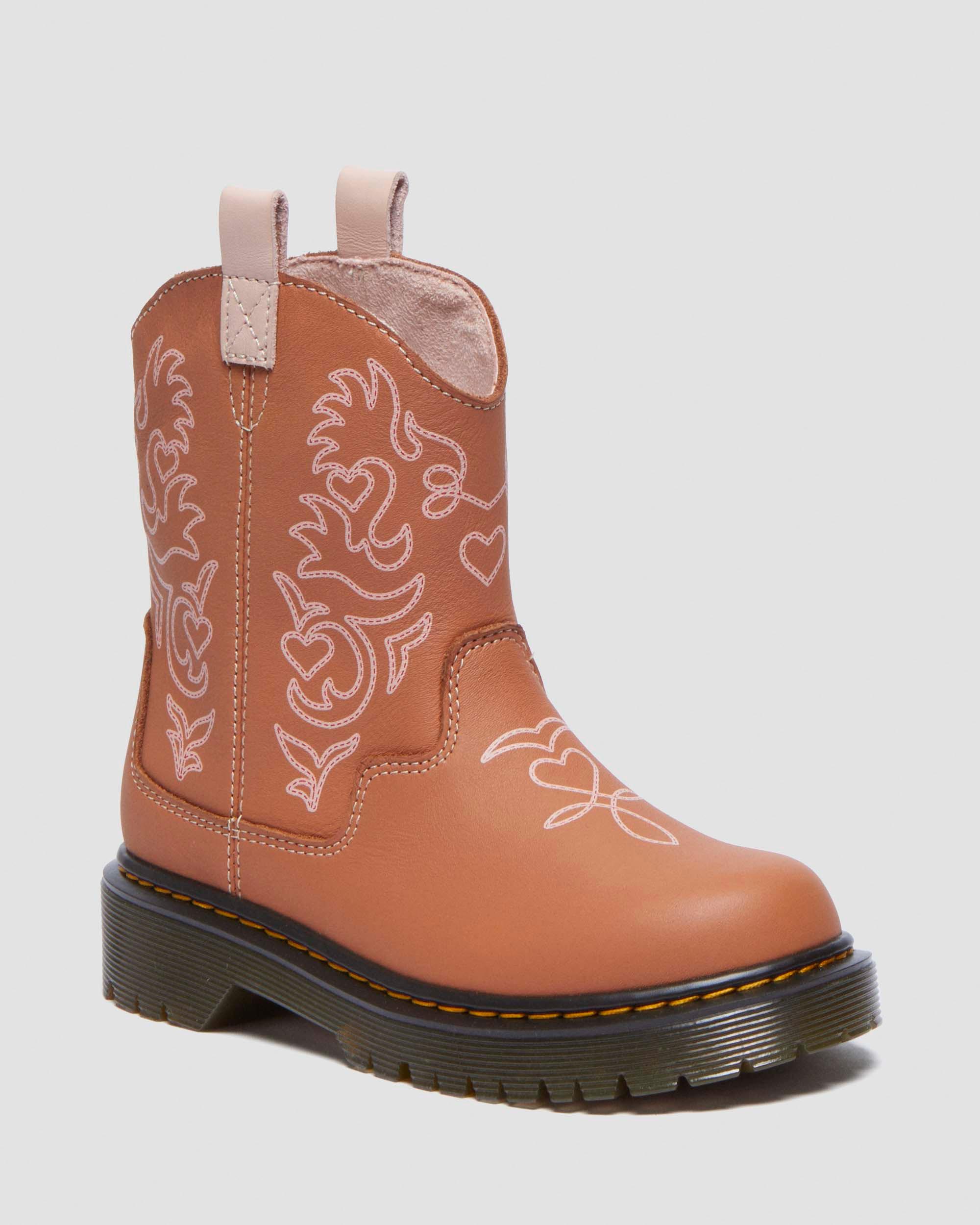 Junior Strixton leather pull-on boots in Dark Tan