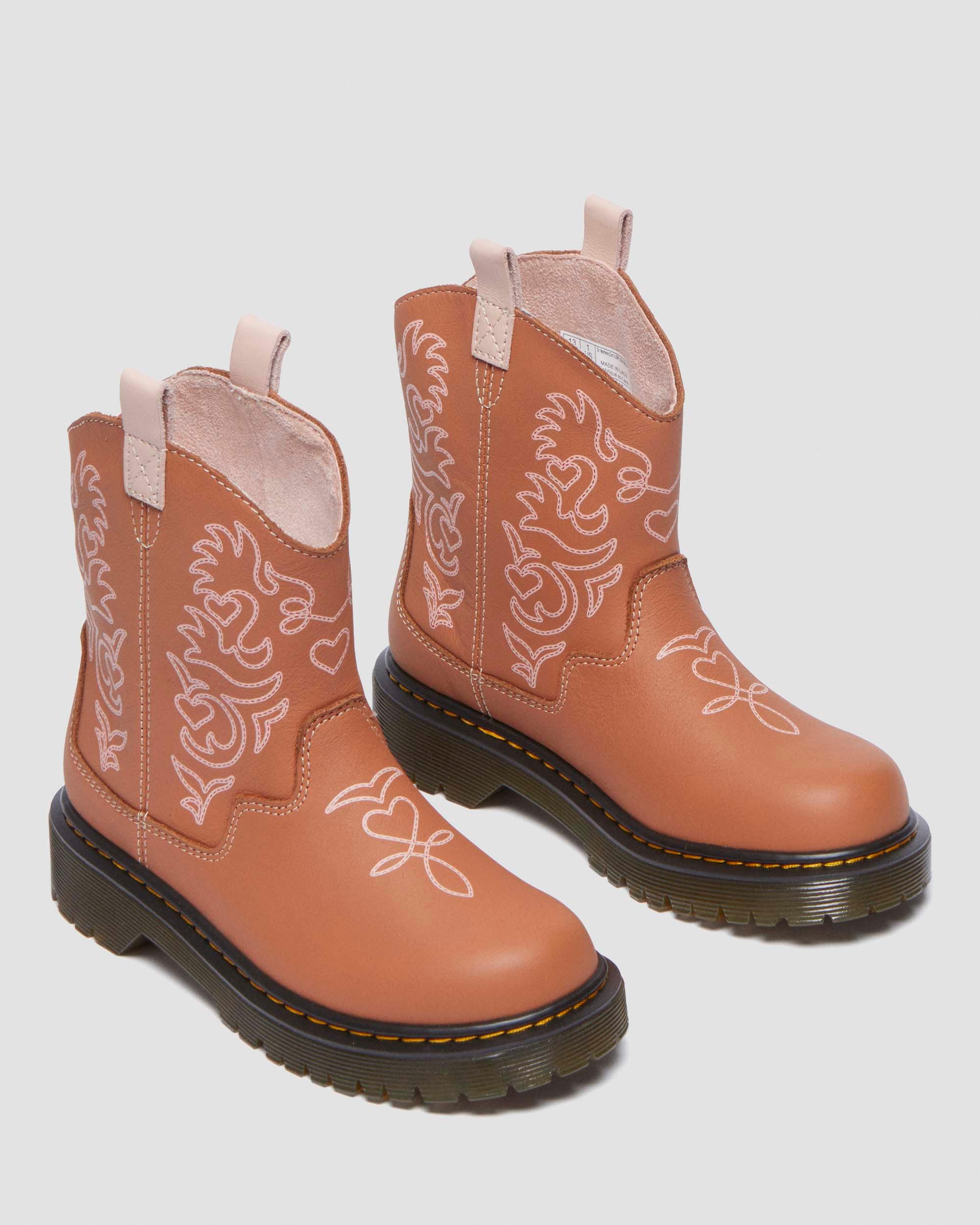 Junior Strixton leather pull-on boots in Dark Tan