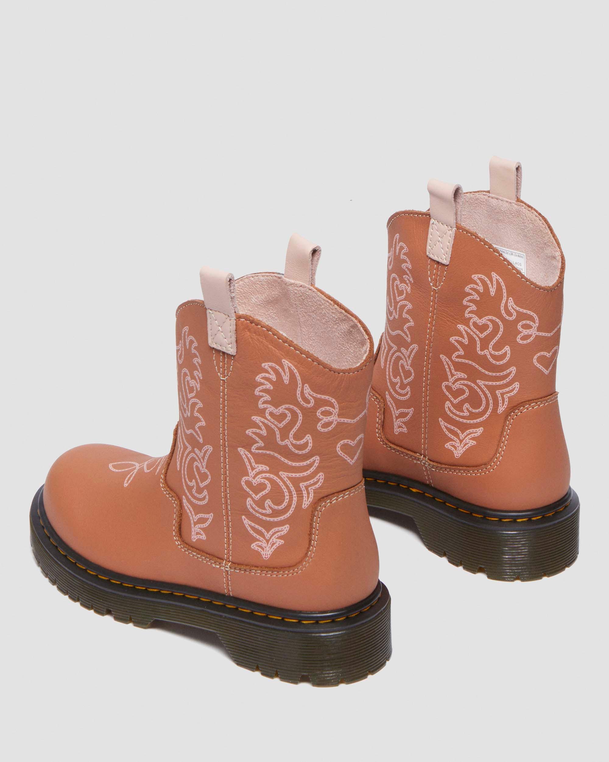 Junior Strixton leather pull-on boots in Dark Tan